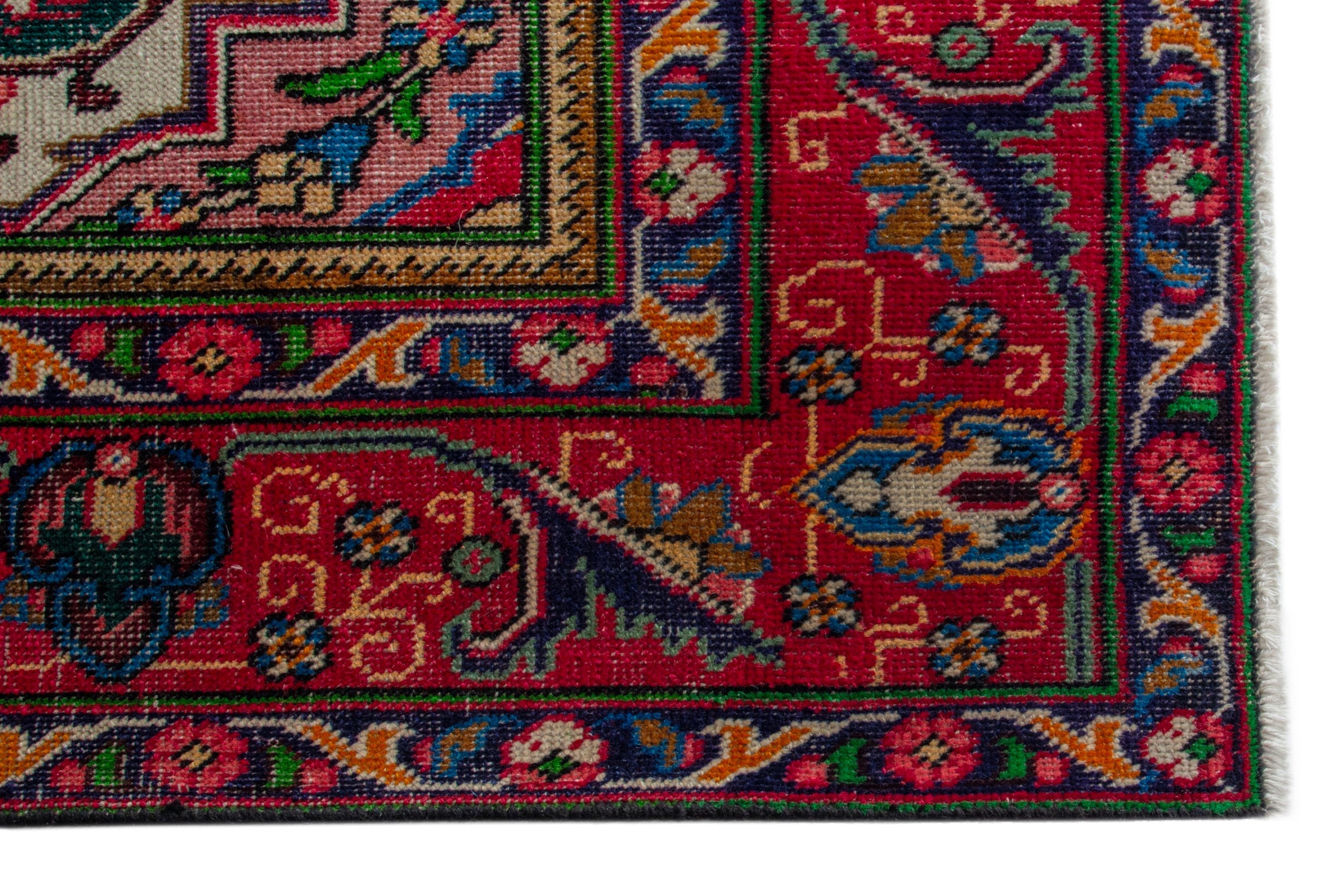 Persian Tabriz area rug in deep red and burgundy, view 10 of 20