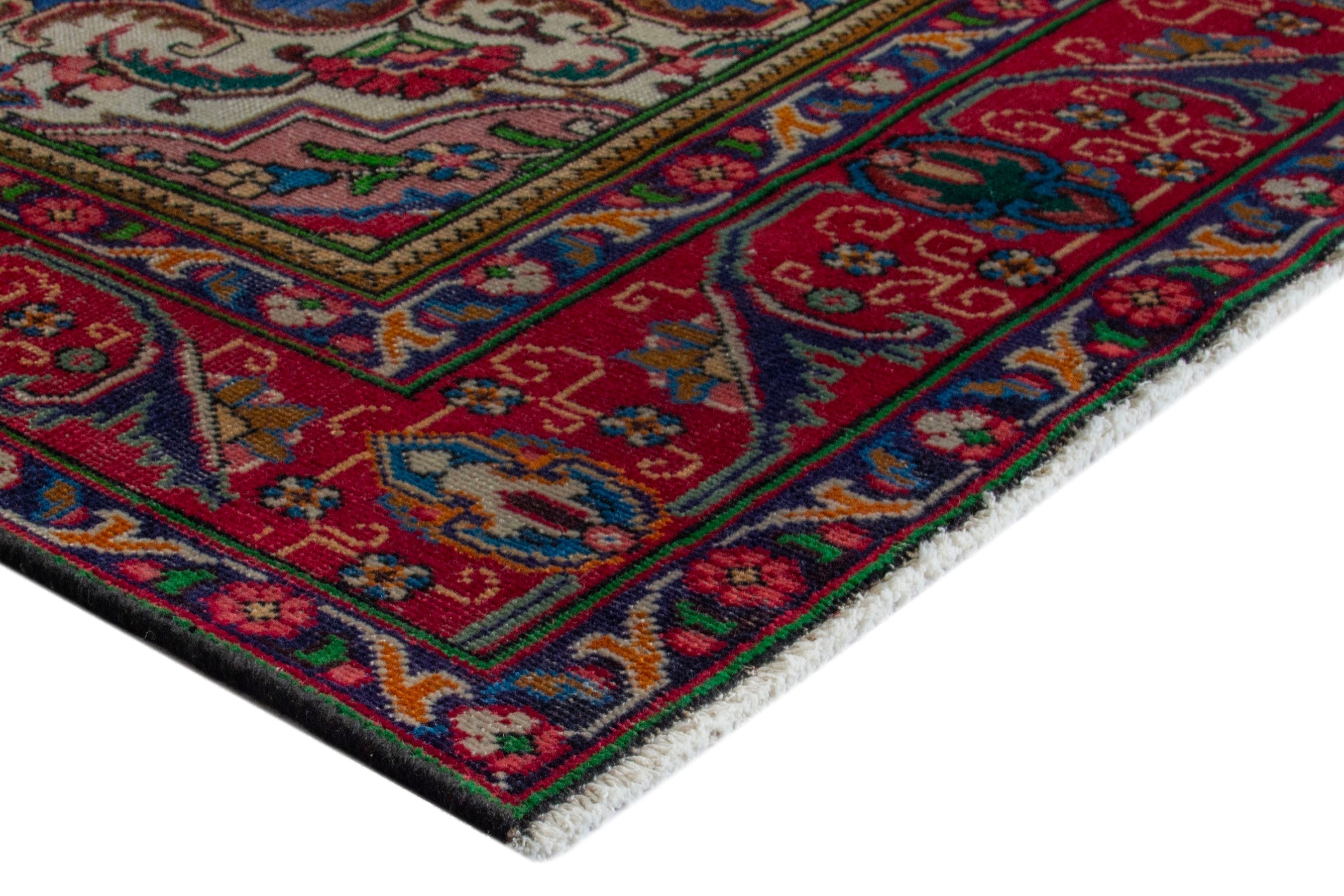 Persian Tabriz area rug in deep red and burgundy, view 5 of 20