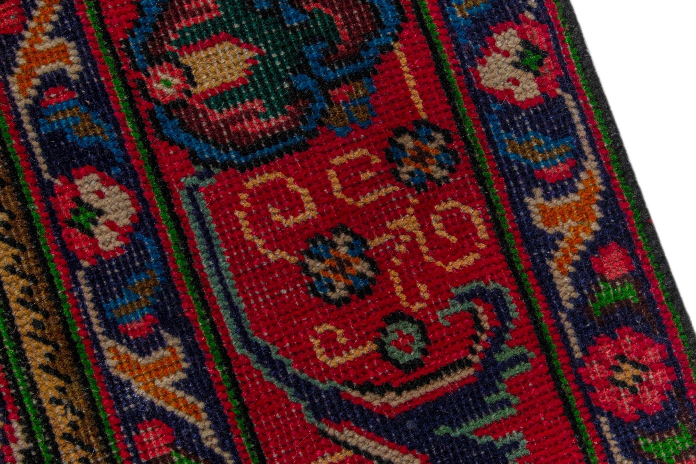 Persian Tabriz area rug in deep red and burgundy, view 6 of 20