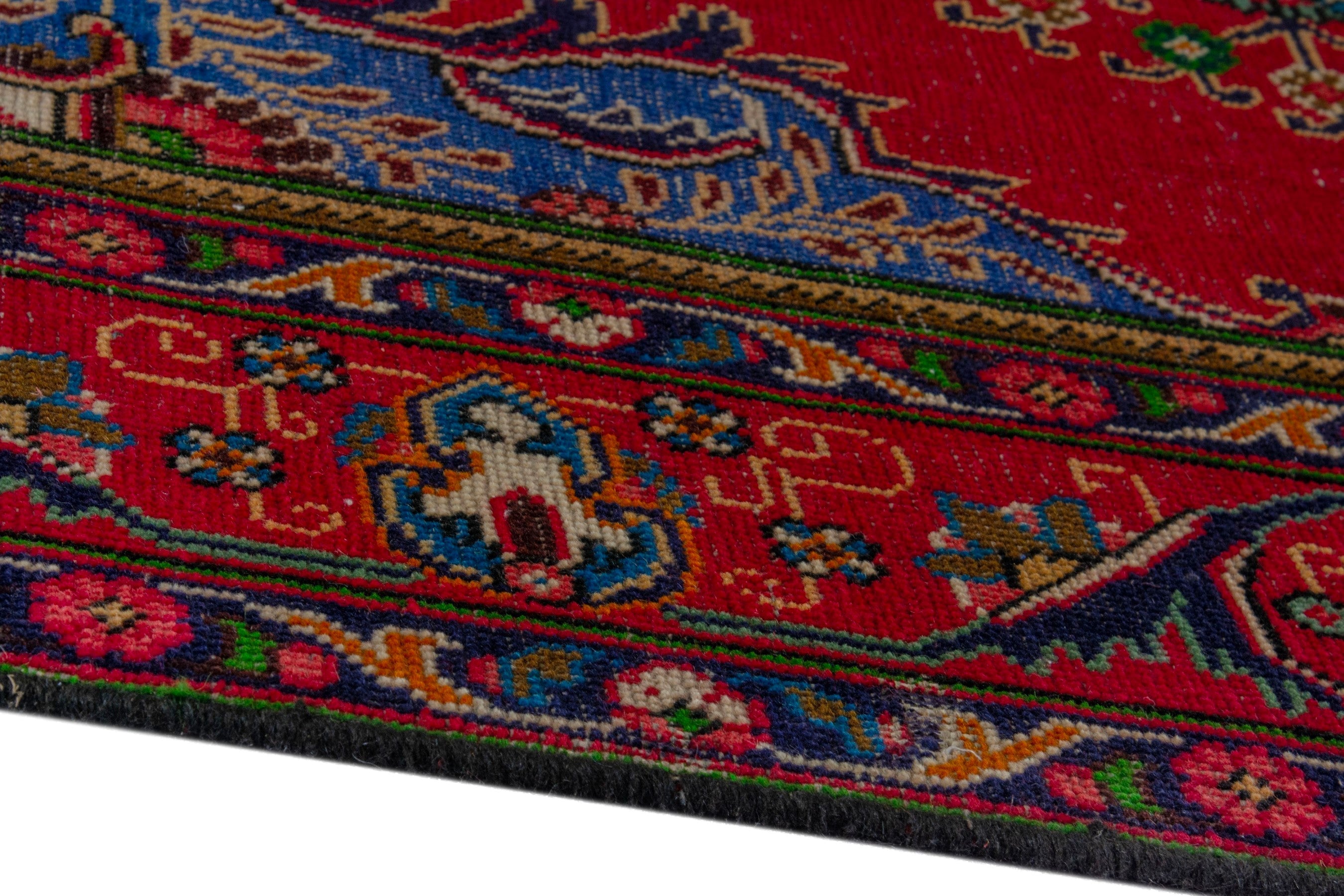 Persian Tabriz area rug in deep red and burgundy, view 7 of 20