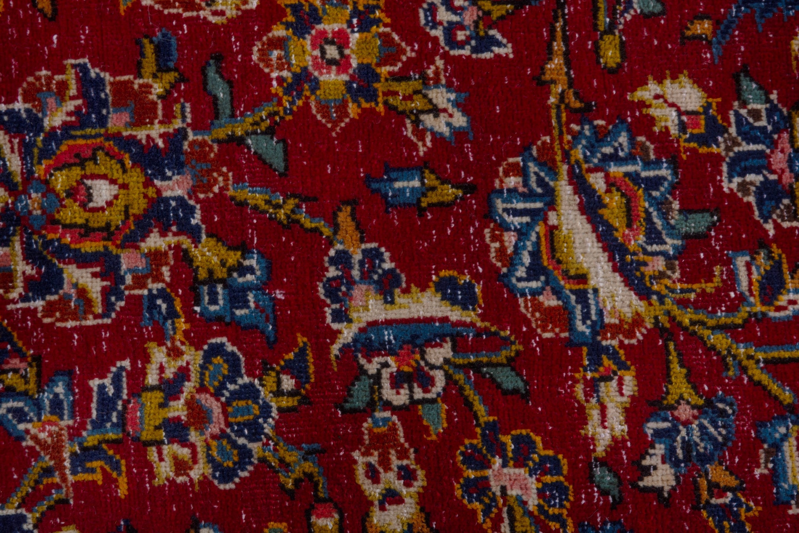 Persian Kashan oversized rug in deep red and dark blue, view 13 of 21