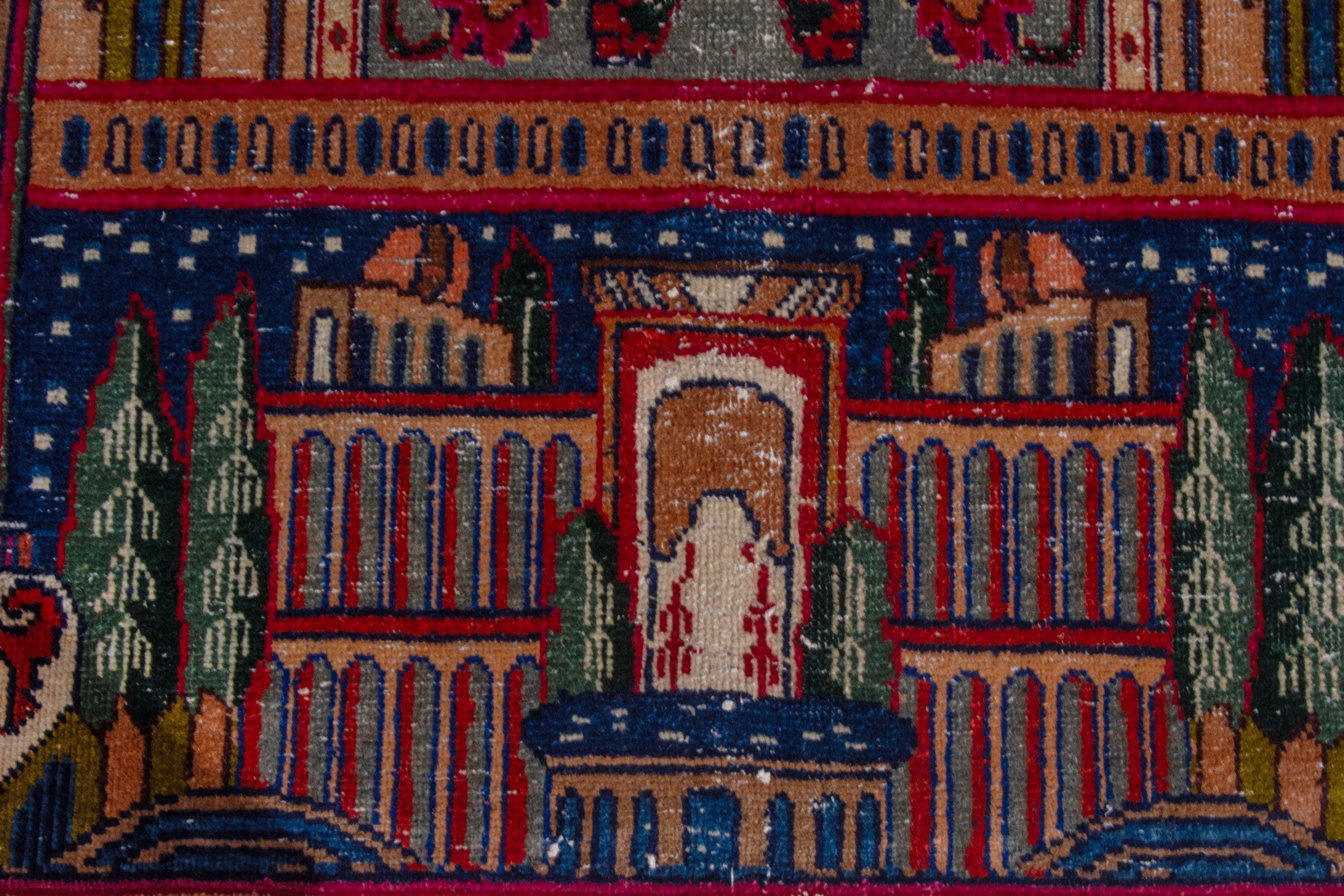 Persian Kashmar oversized rug in deep indigo and rust, view 11 of 28