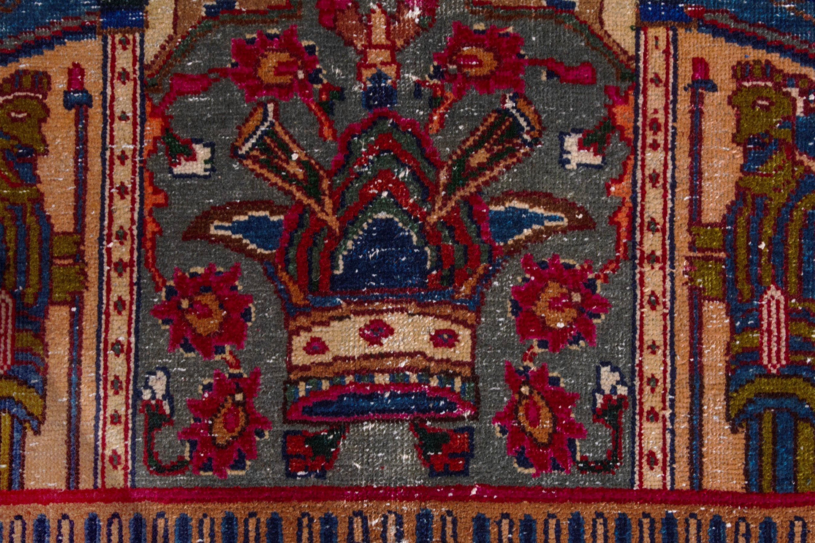 Persian Kashmar oversized rug in deep indigo and rust, view 12 of 28