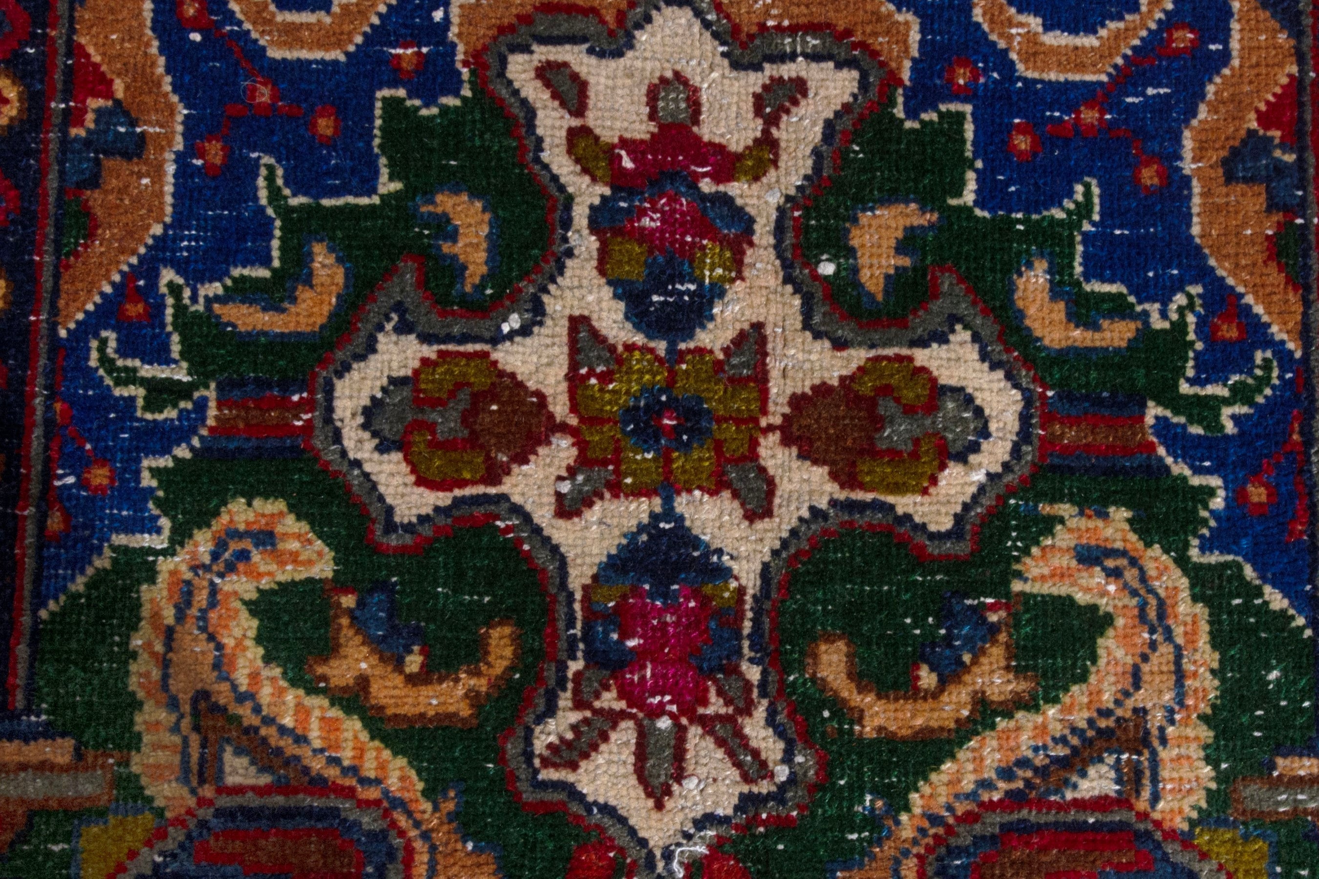 Persian Kashmar oversized rug in deep indigo and rust, view 13 of 28