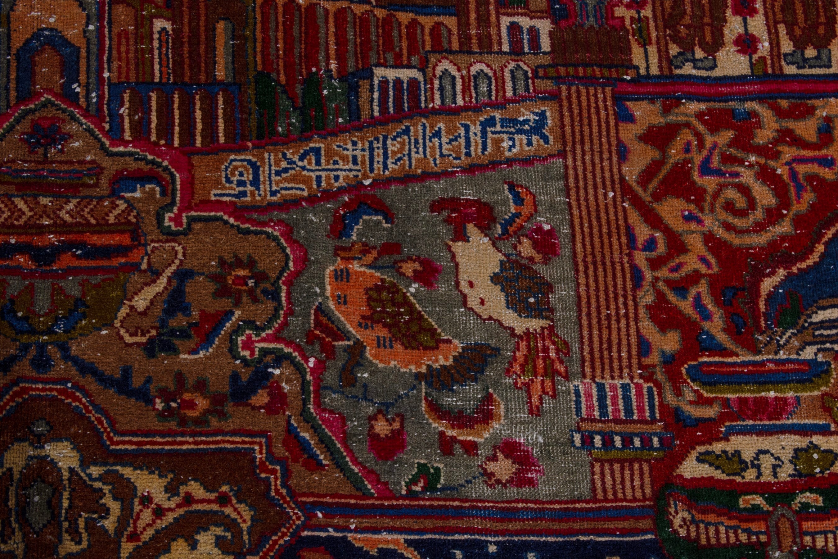 Persian Kashmar oversized rug in deep indigo and rust, view 15 of 28