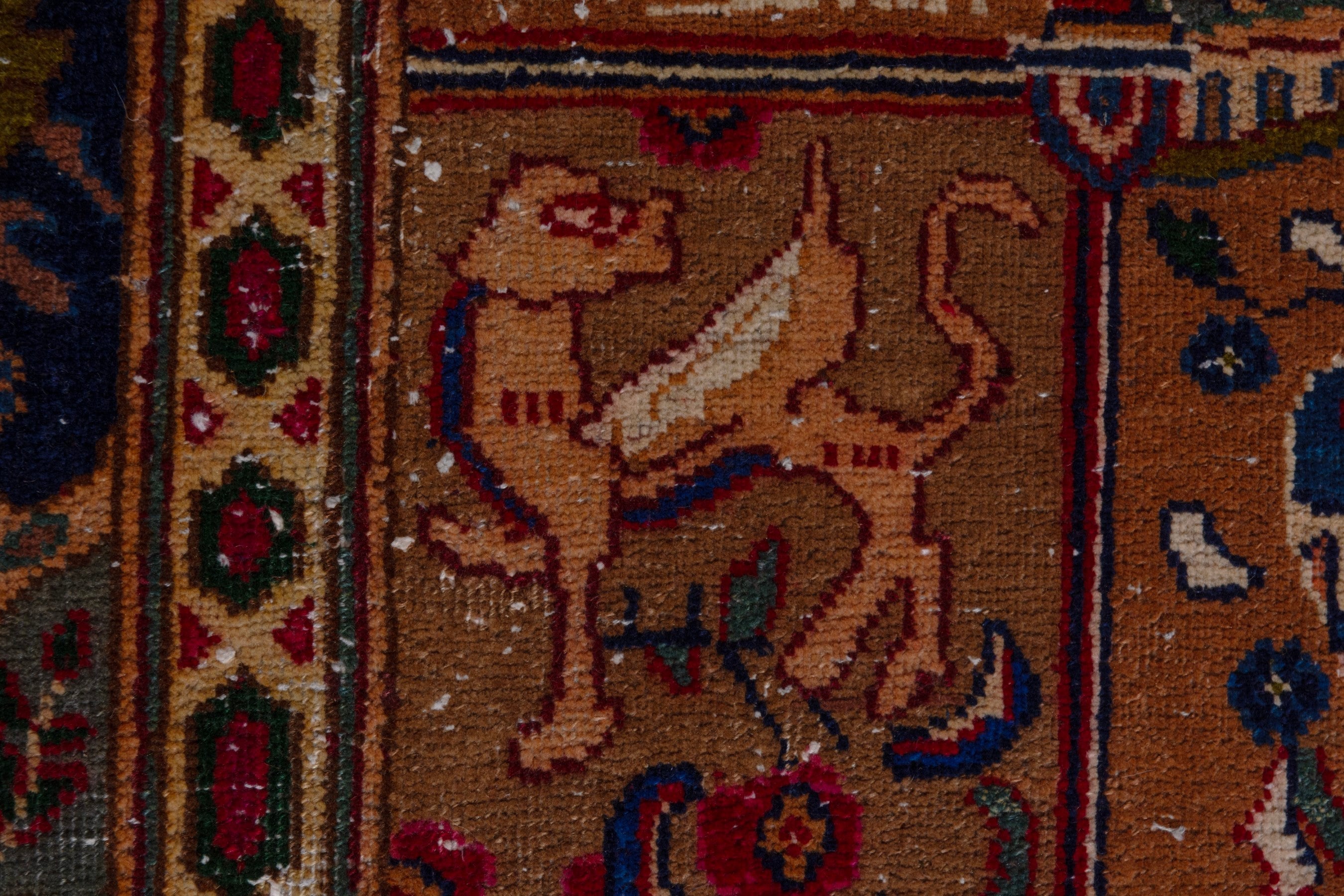 Persian Kashmar oversized rug in deep indigo and rust, view 16 of 28