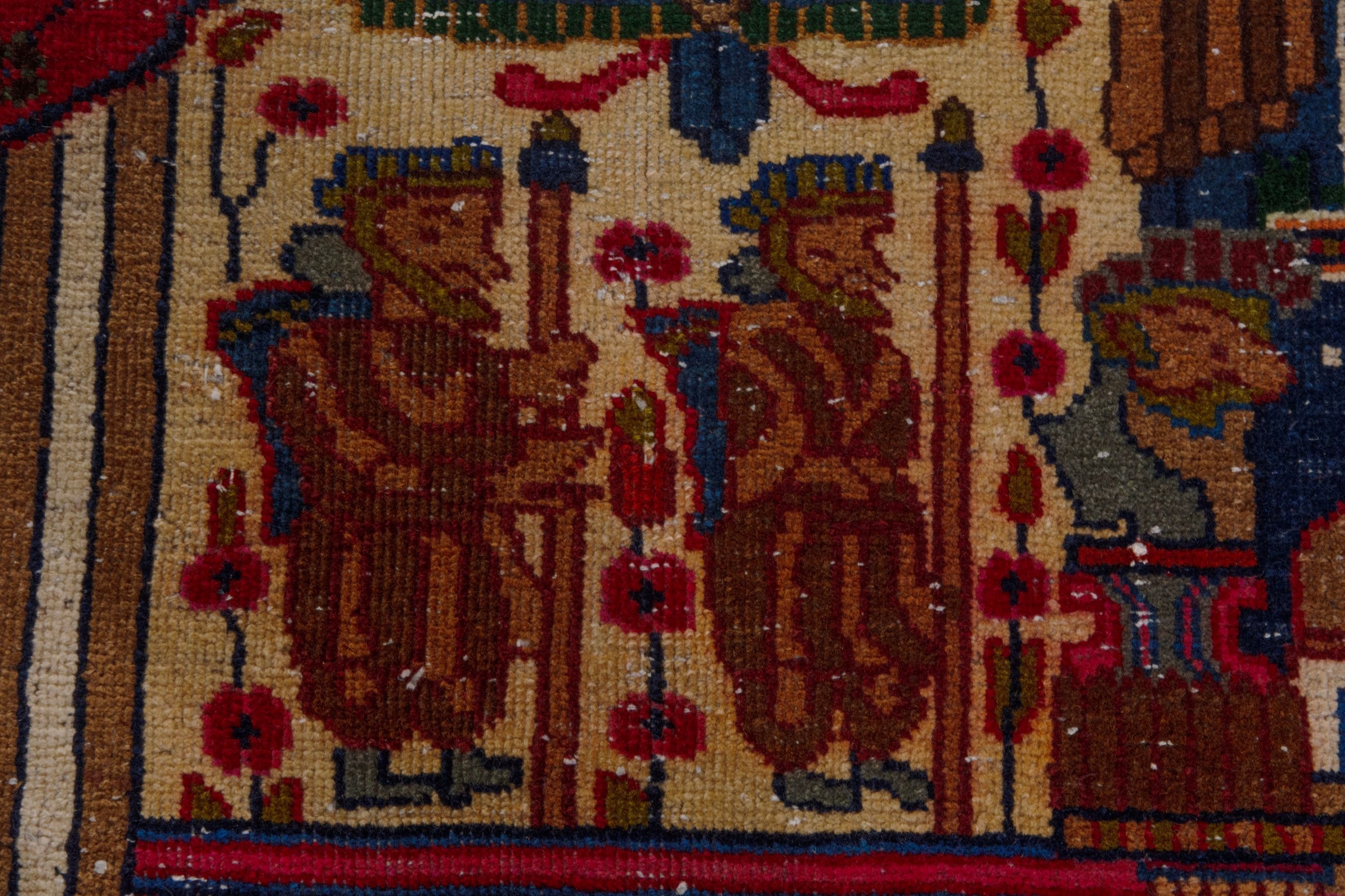 Persian Kashmar oversized rug in deep indigo and rust, view 17 of 28