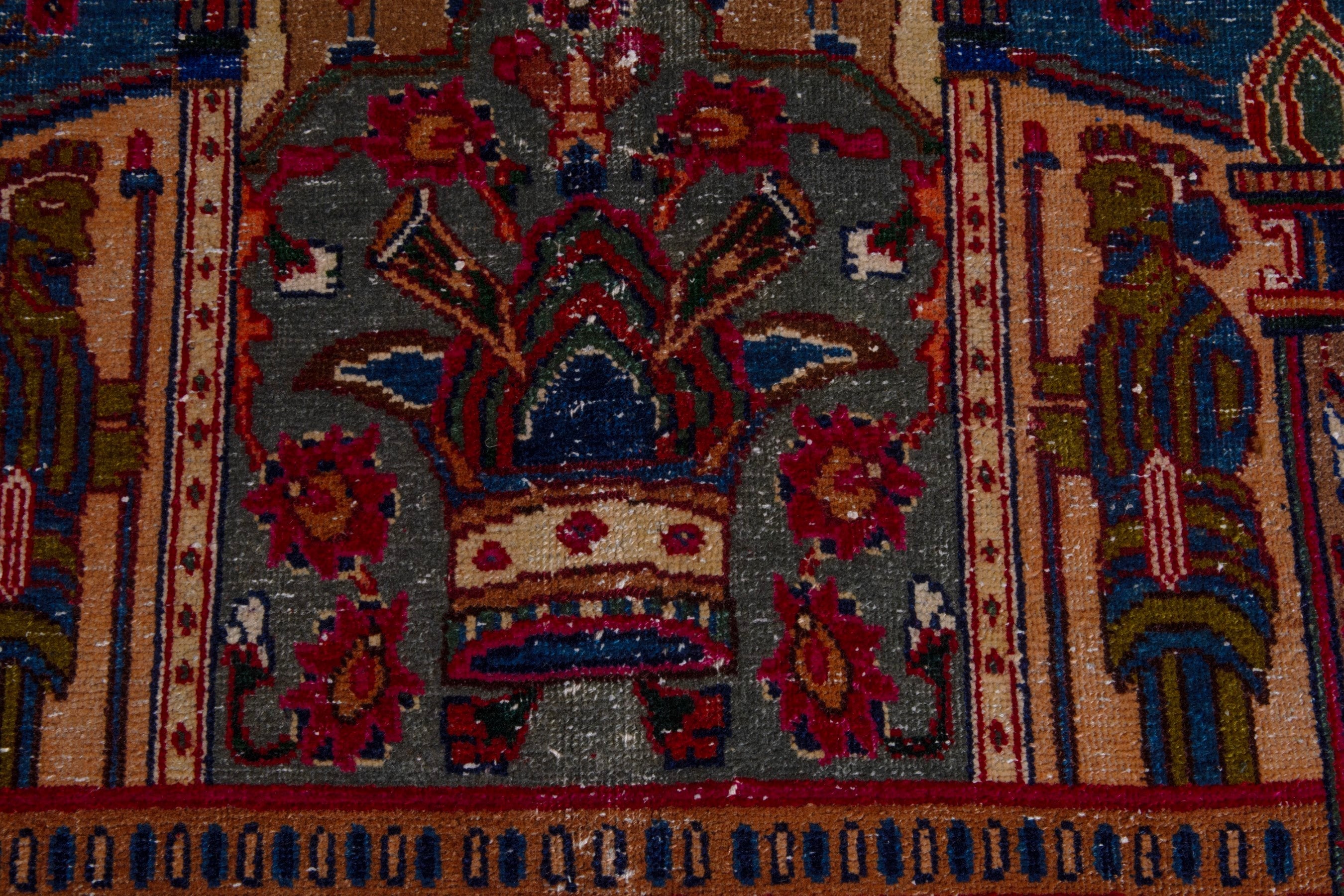 Persian Kashmar oversized rug in deep indigo and rust, view 20 of 28