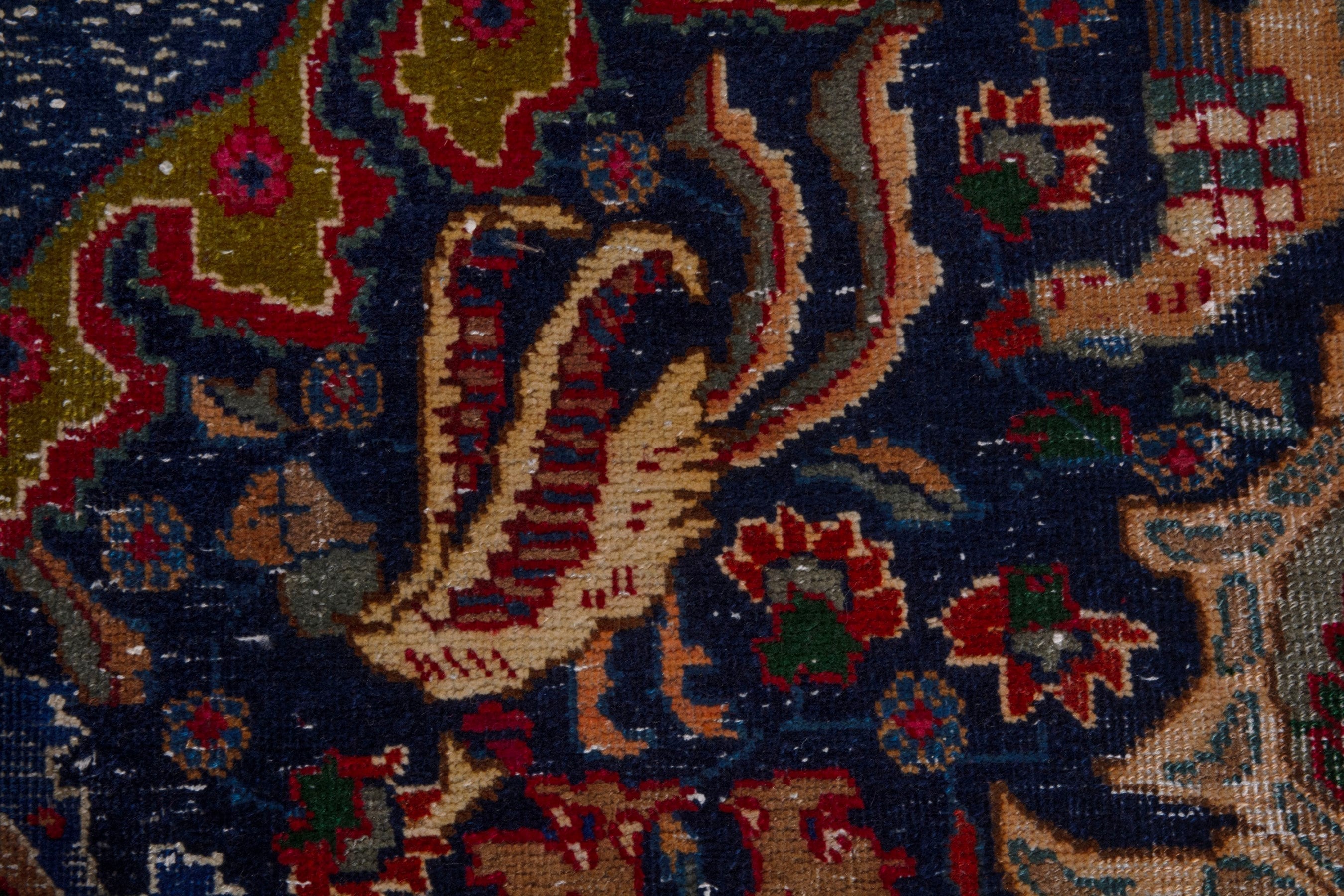 Persian Kashmar oversized rug in deep indigo and rust, view 21 of 28