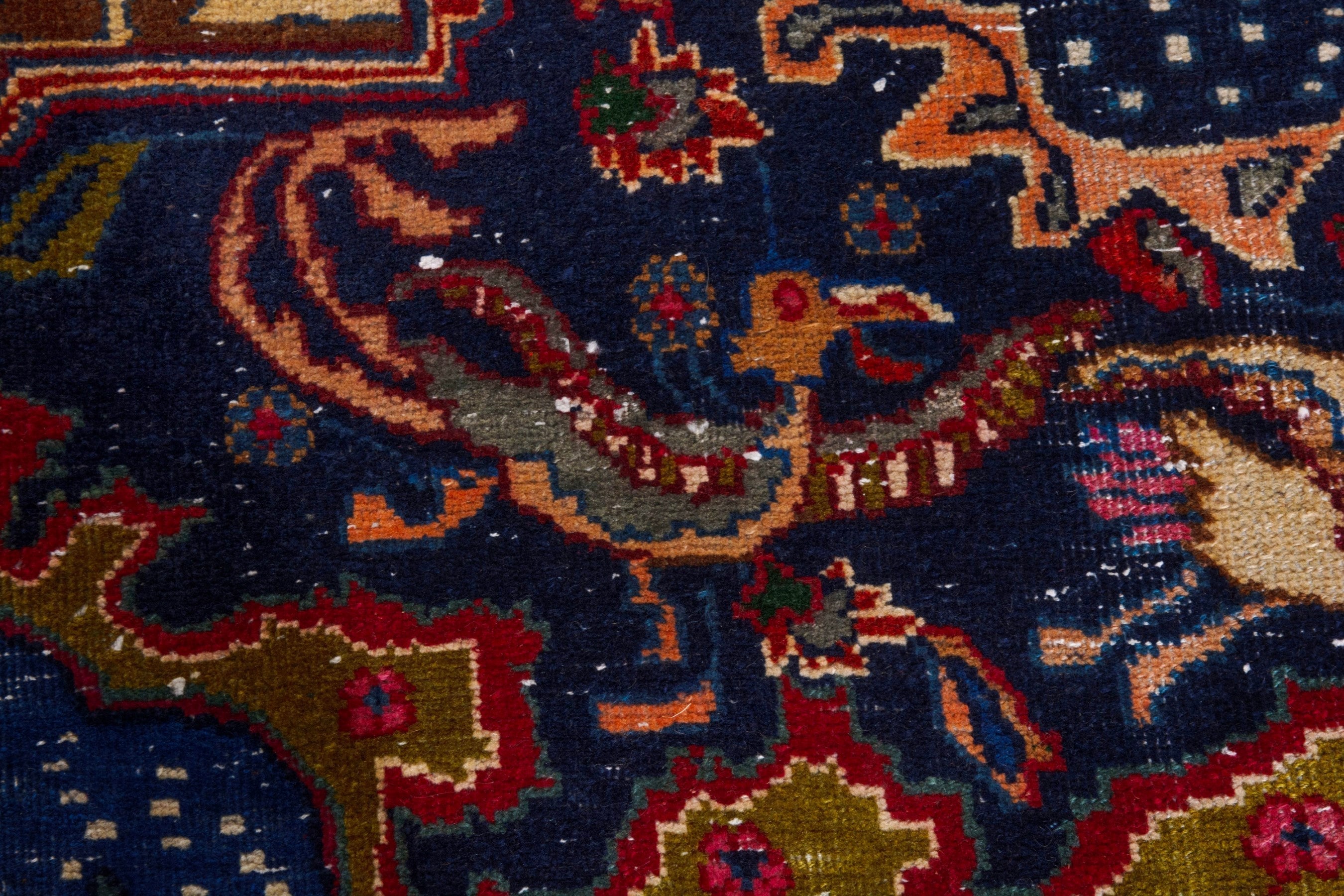 Persian Kashmar oversized rug in deep indigo and rust, view 22 of 28