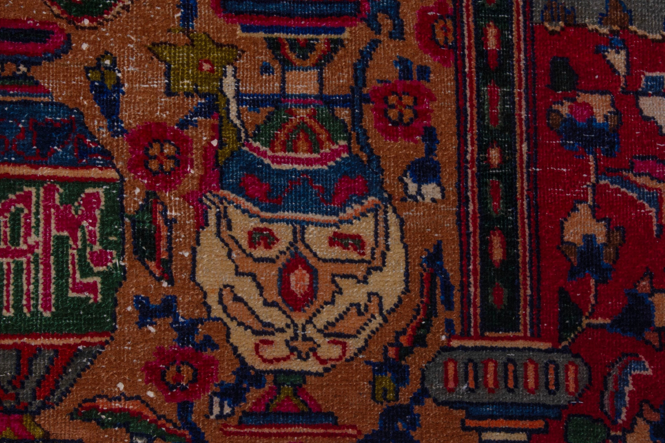 Persian Kashmar oversized rug in deep indigo and rust, view 23 of 28