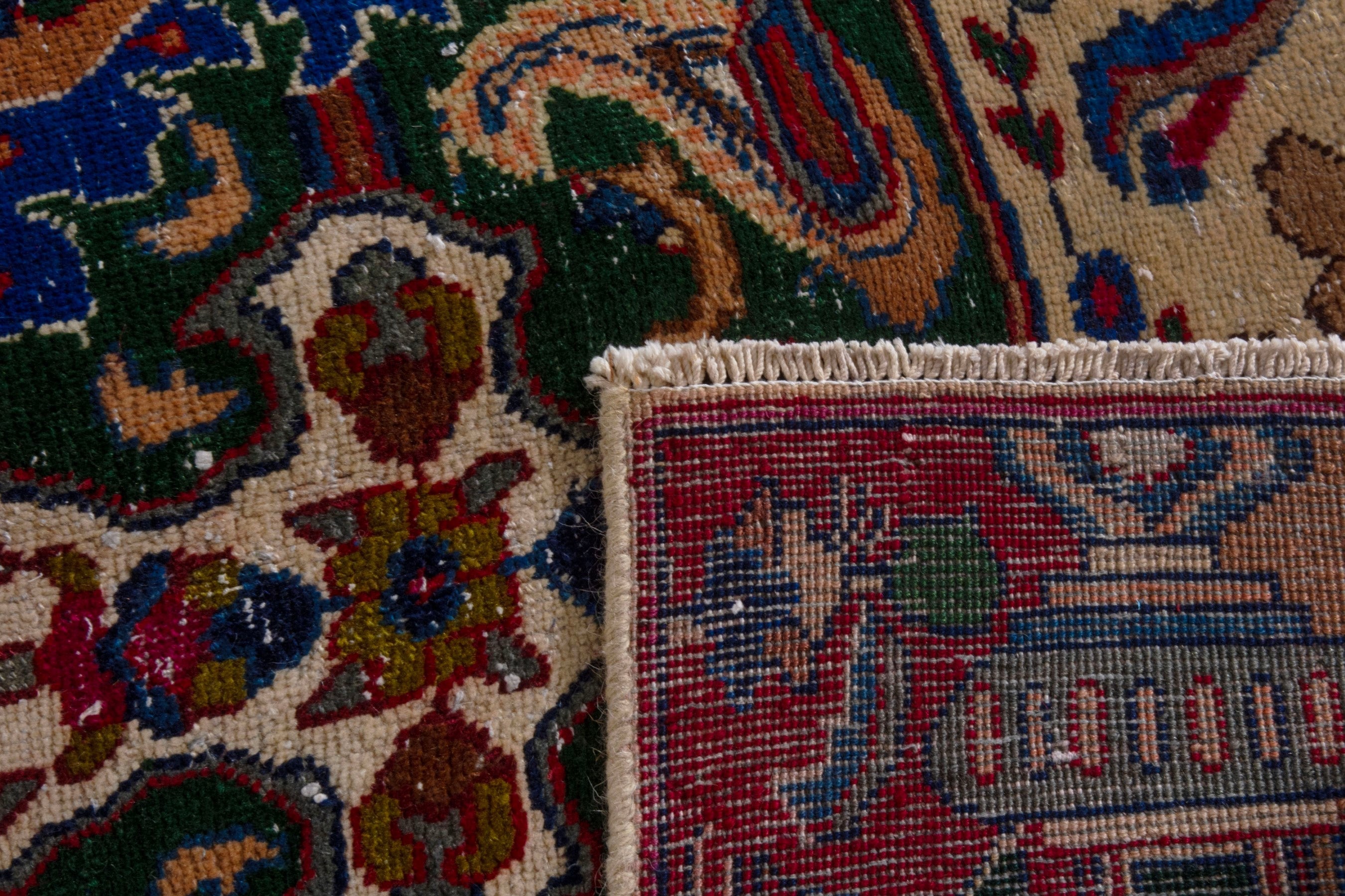 Persian Kashmar oversized rug in deep indigo and rust, view 28 of 28