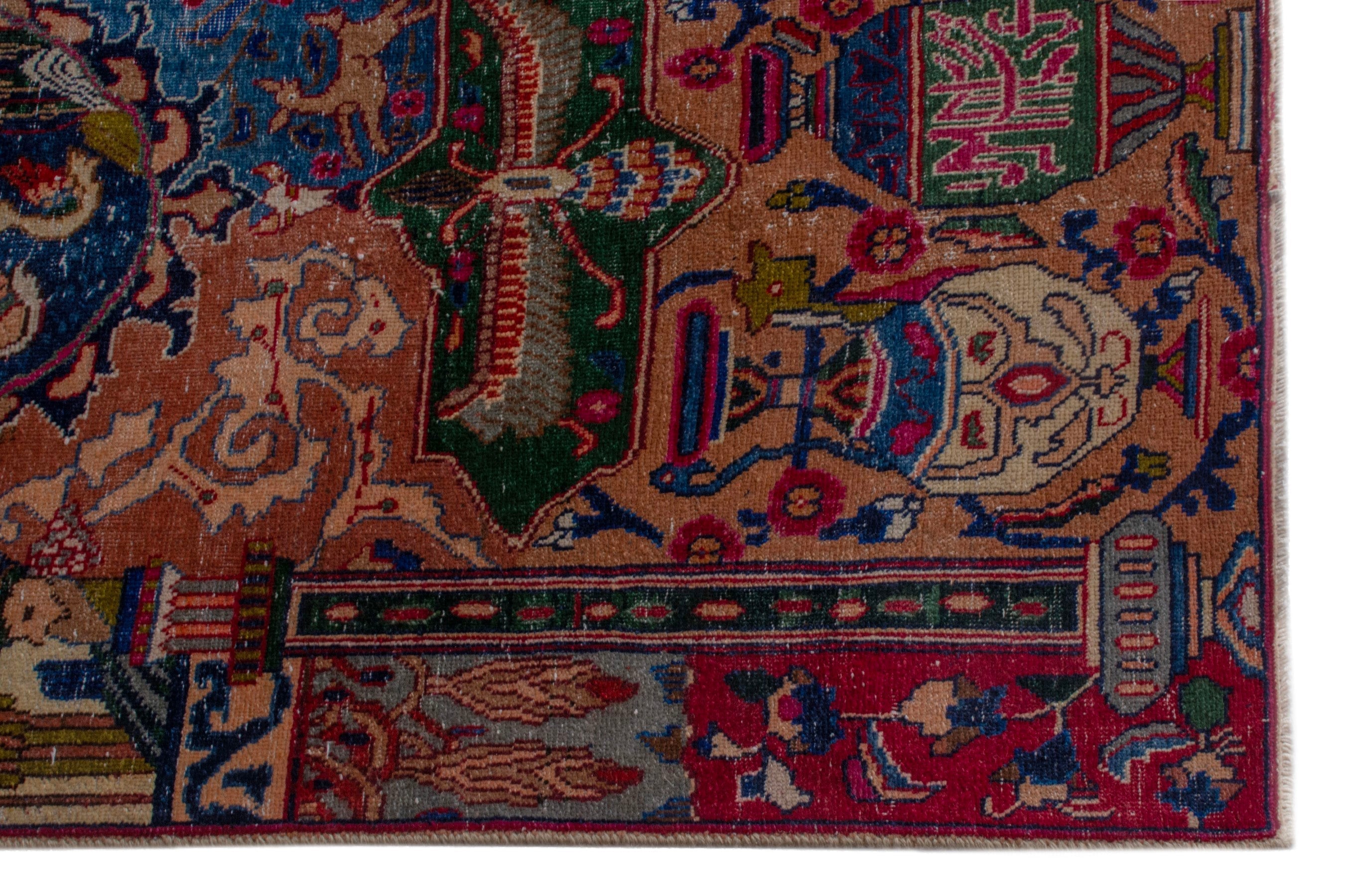 Persian Kashmar oversized rug in deep indigo and rust, view 10 of 28