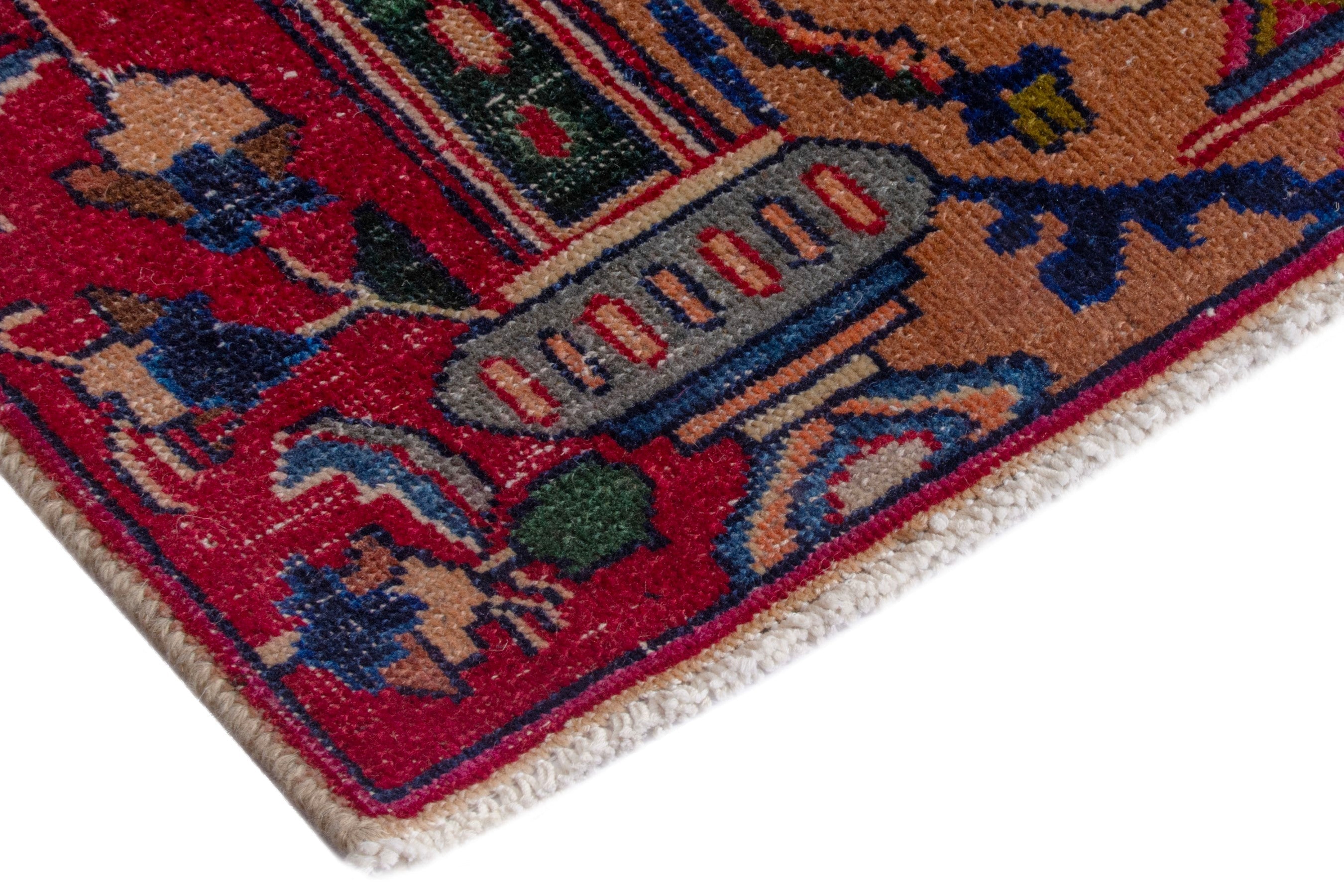 Persian Kashmar oversized rug in deep indigo and rust, view 5 of 28
