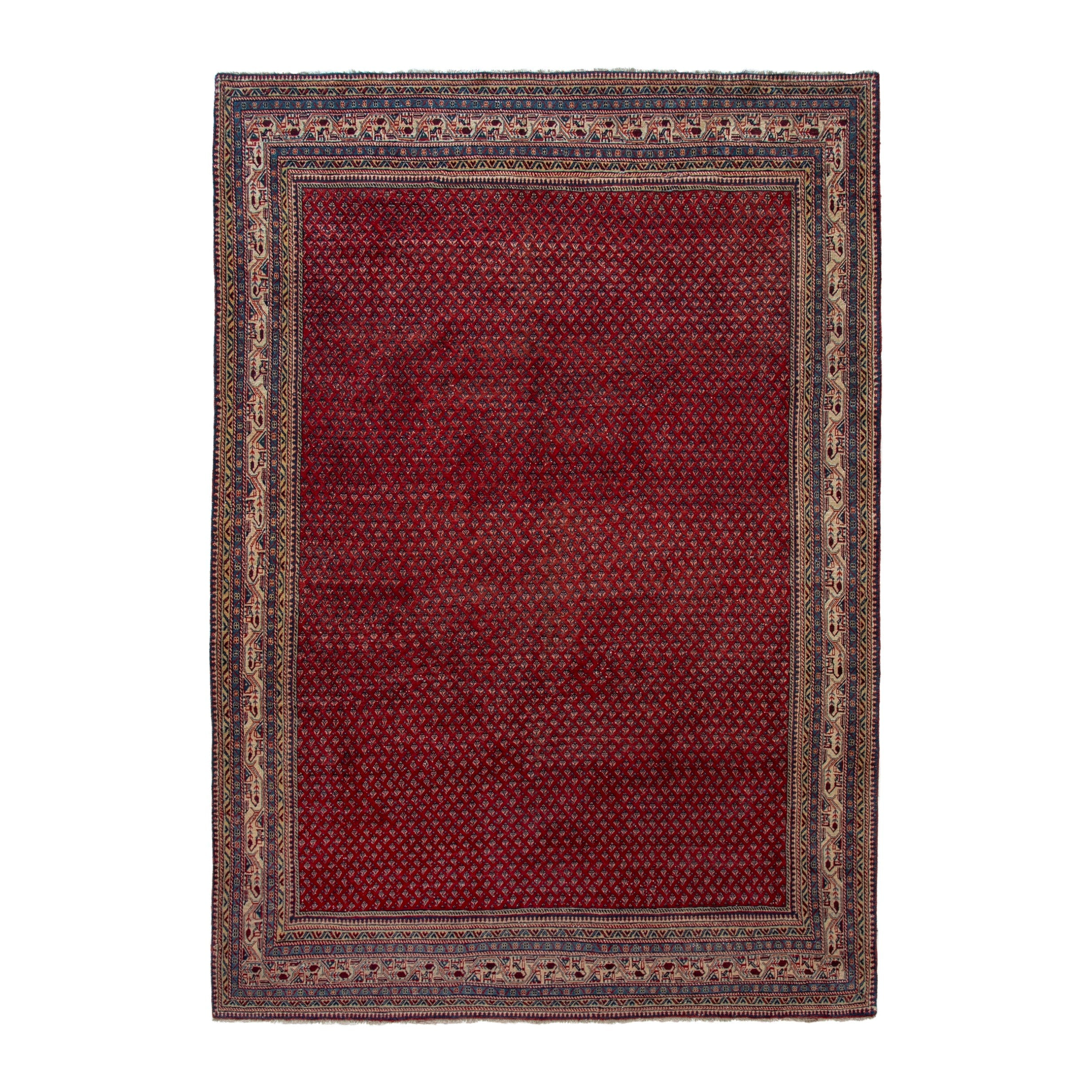 Persian Arak oversized rug in burgundy and rust, 7'9" x 10'11"