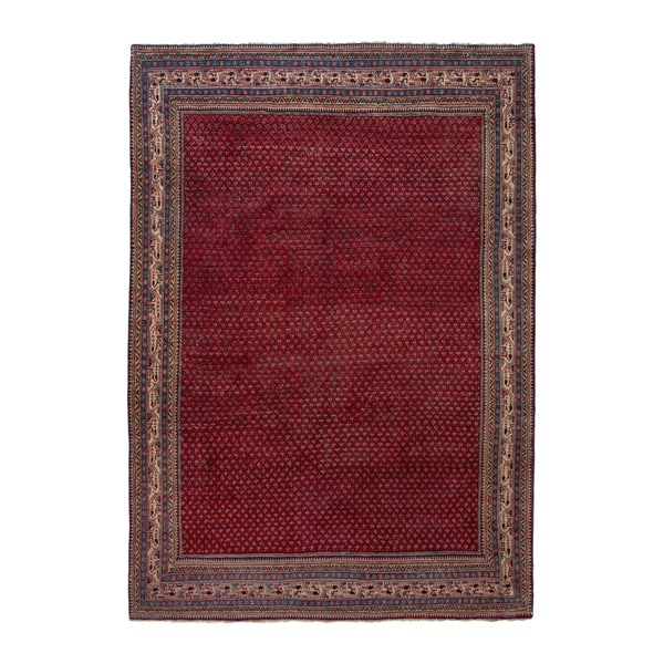 Persian Arak oversized rug in burgundy and rust, 7'9" x 10'11"