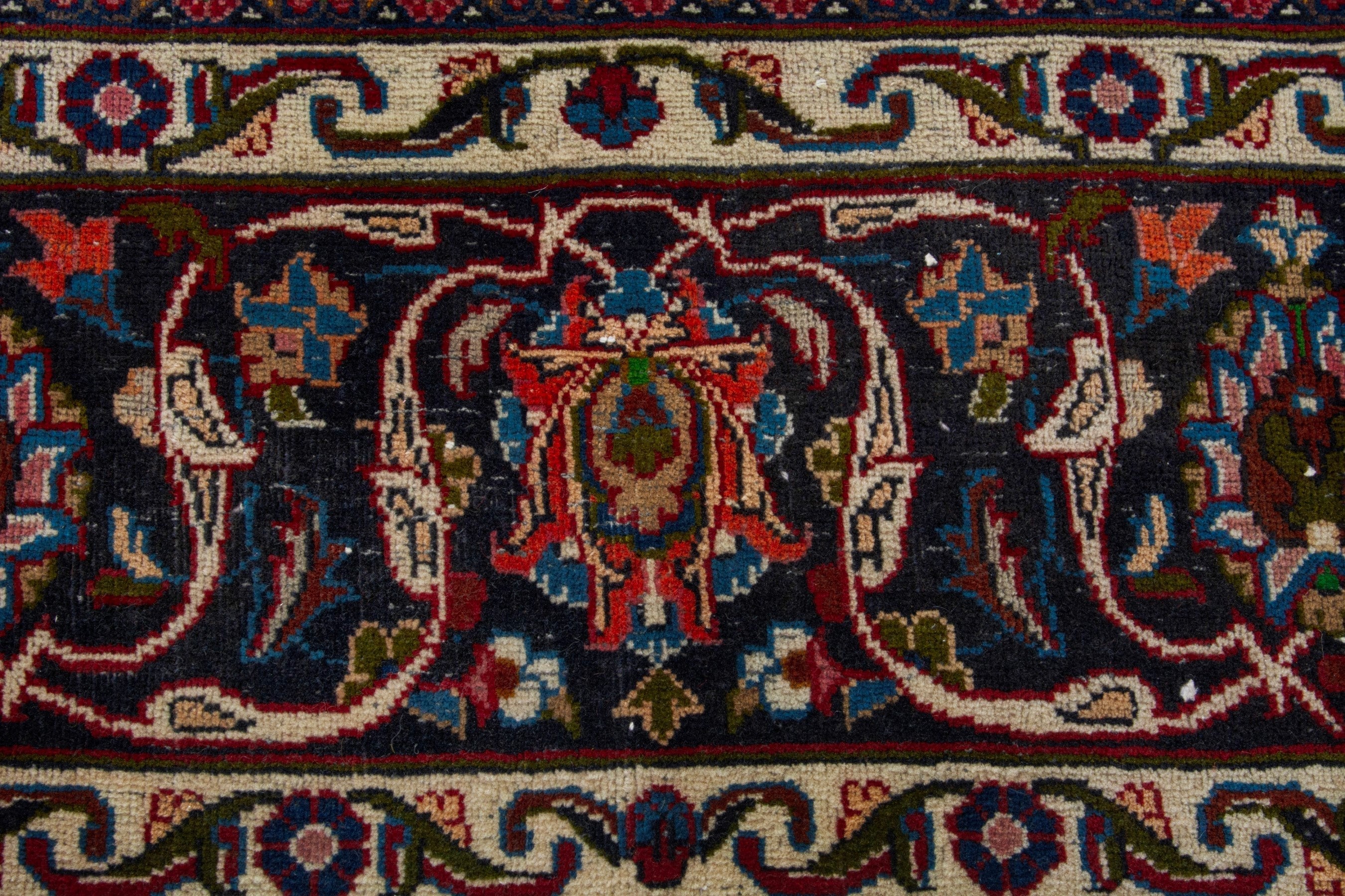 Persian Mashhad oversized rug in deep red and dark brown, view 11 of 19