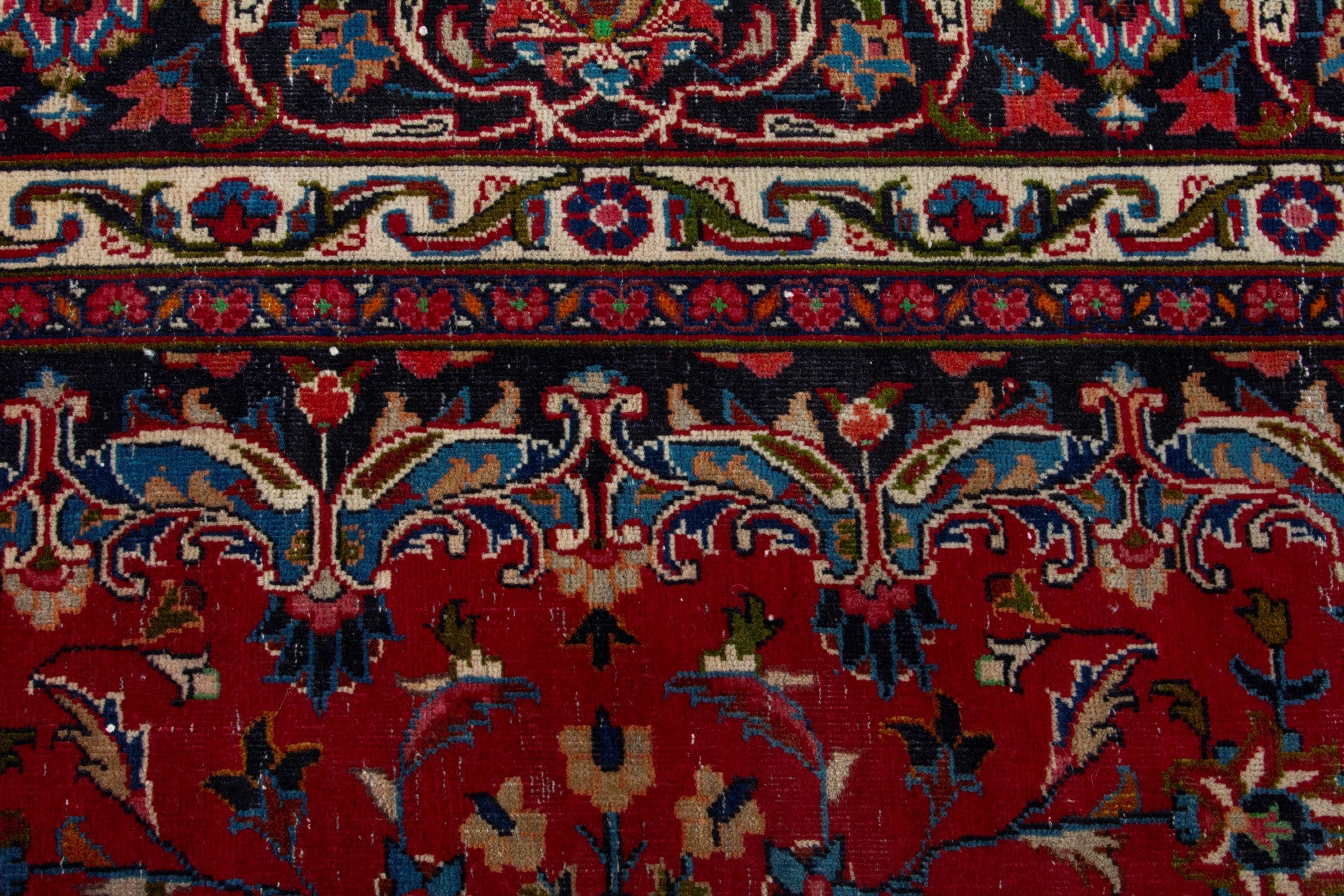 Persian Mashhad oversized rug in deep red and dark brown, view 12 of 19