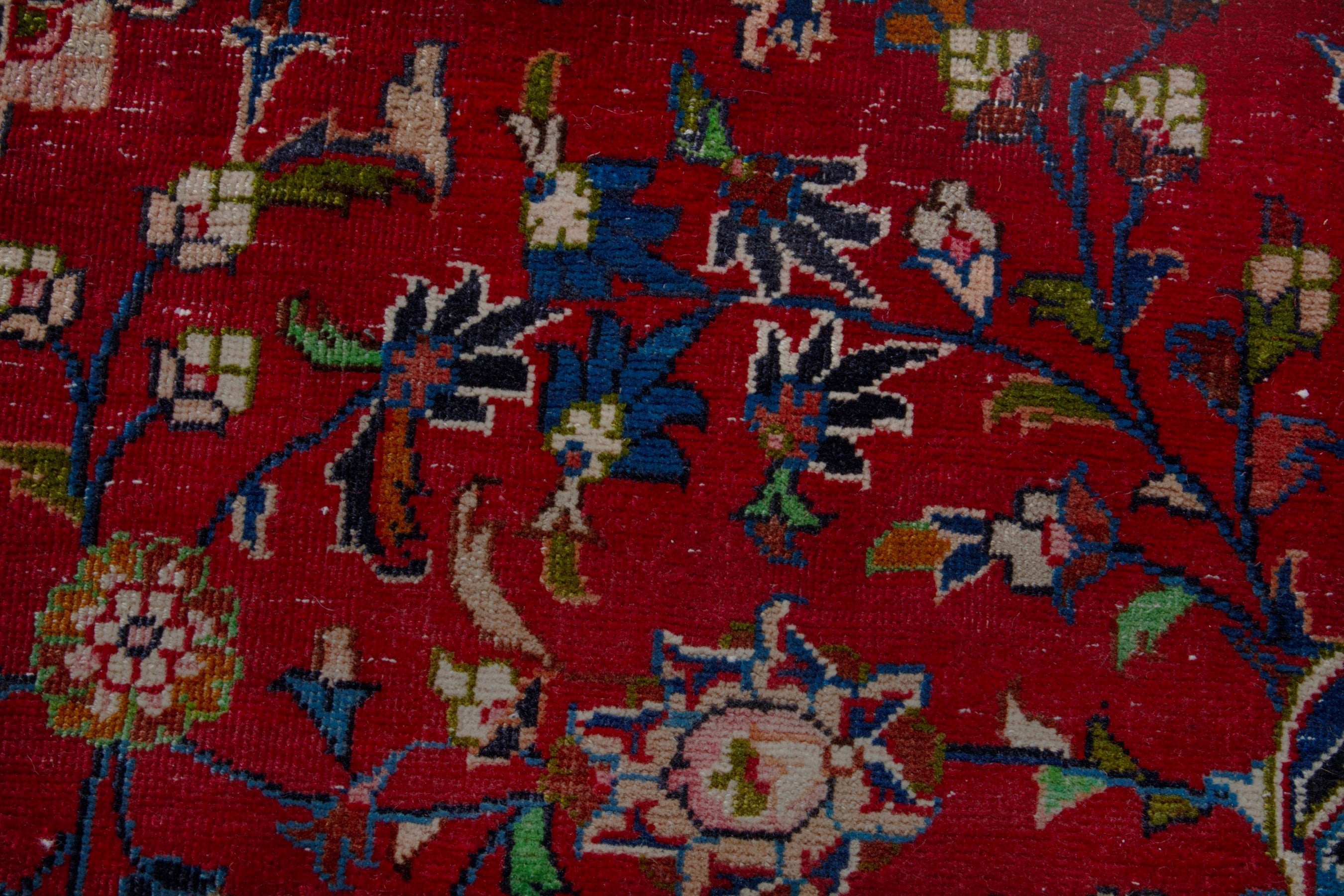 Persian Mashhad oversized rug in deep red and dark brown, view 14 of 19