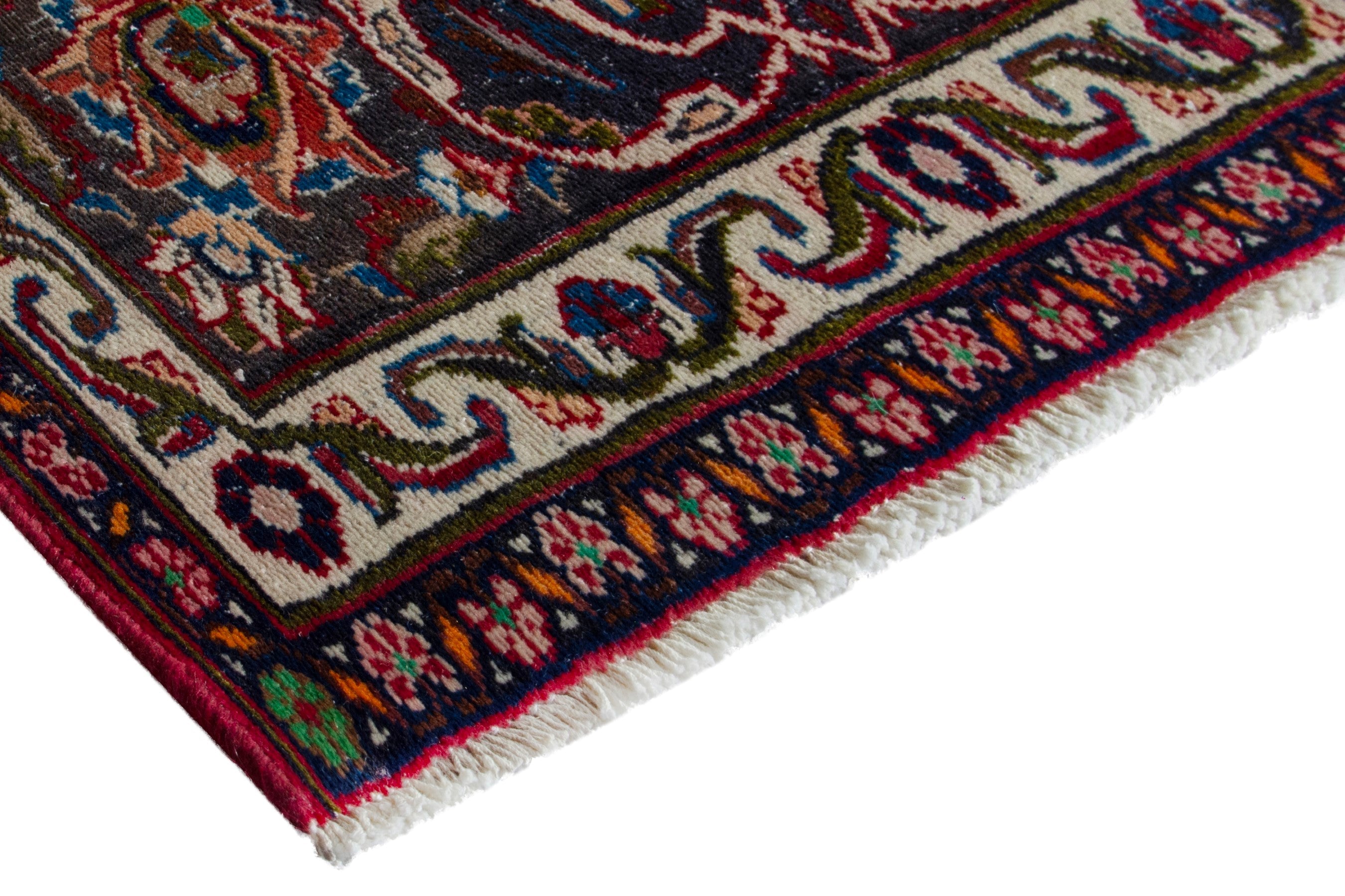 Persian Mashhad oversized rug in deep red and dark brown, view 5 of 19