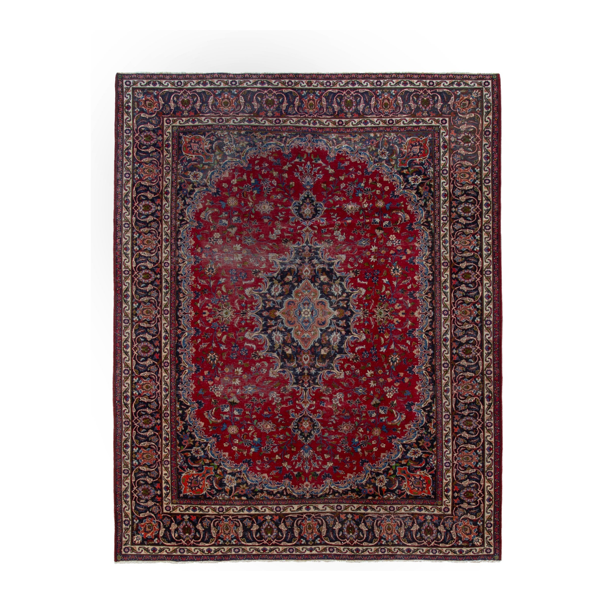 Persian Mashhad oversized rug in deep red and dark brown, 8'4" x 11'8"
