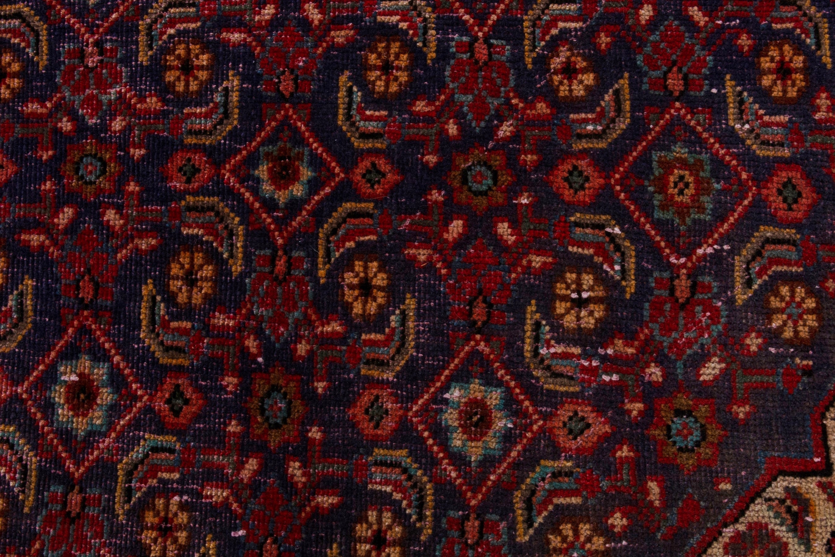Persian Mahal oversized rug in navy and burgundy, view 12 of 22