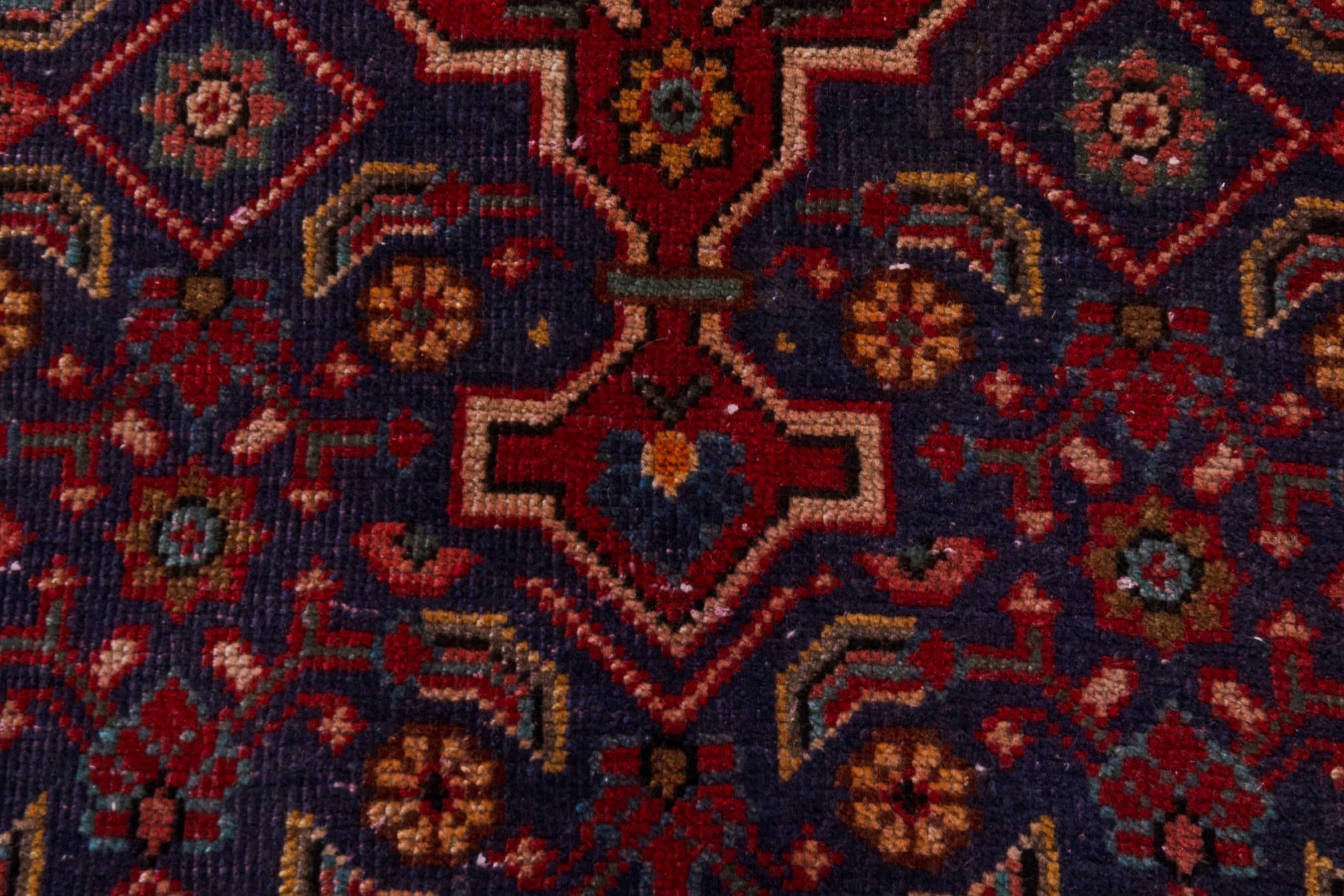 Persian Mahal oversized rug in navy and burgundy, view 13 of 22