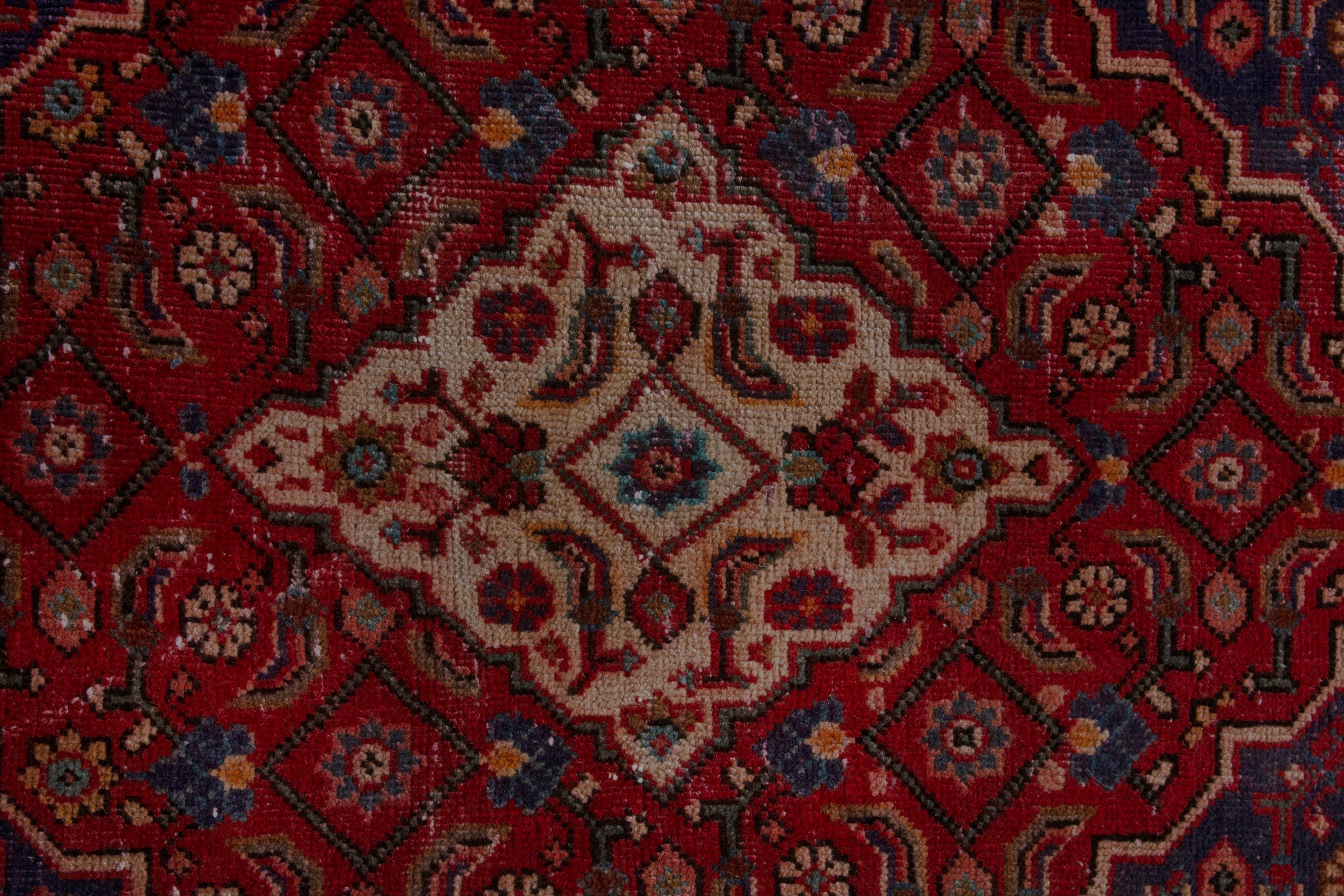 Persian Mahal oversized rug in navy and burgundy, view 14 of 22