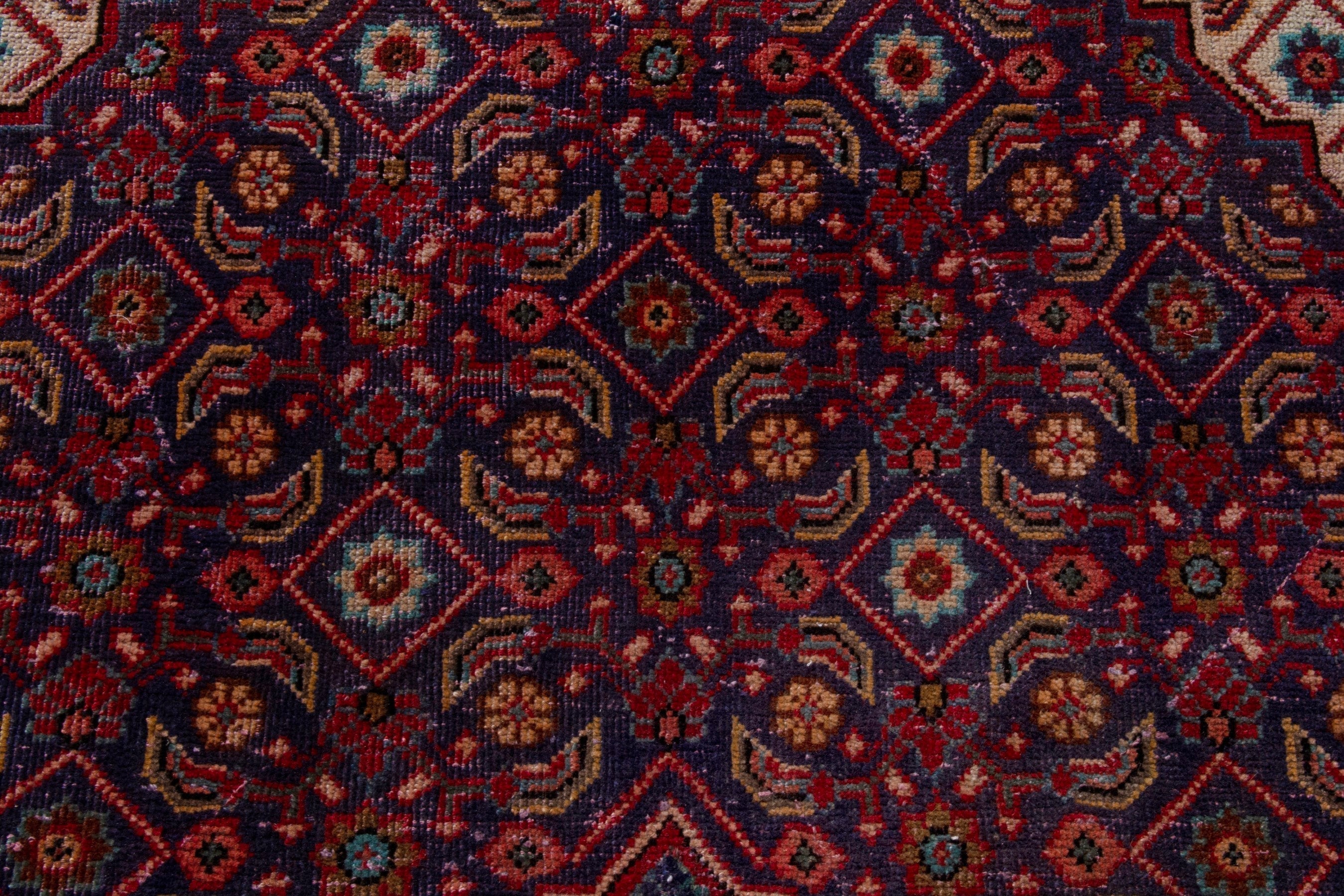 Persian Mahal oversized rug in navy and burgundy, view 15 of 22