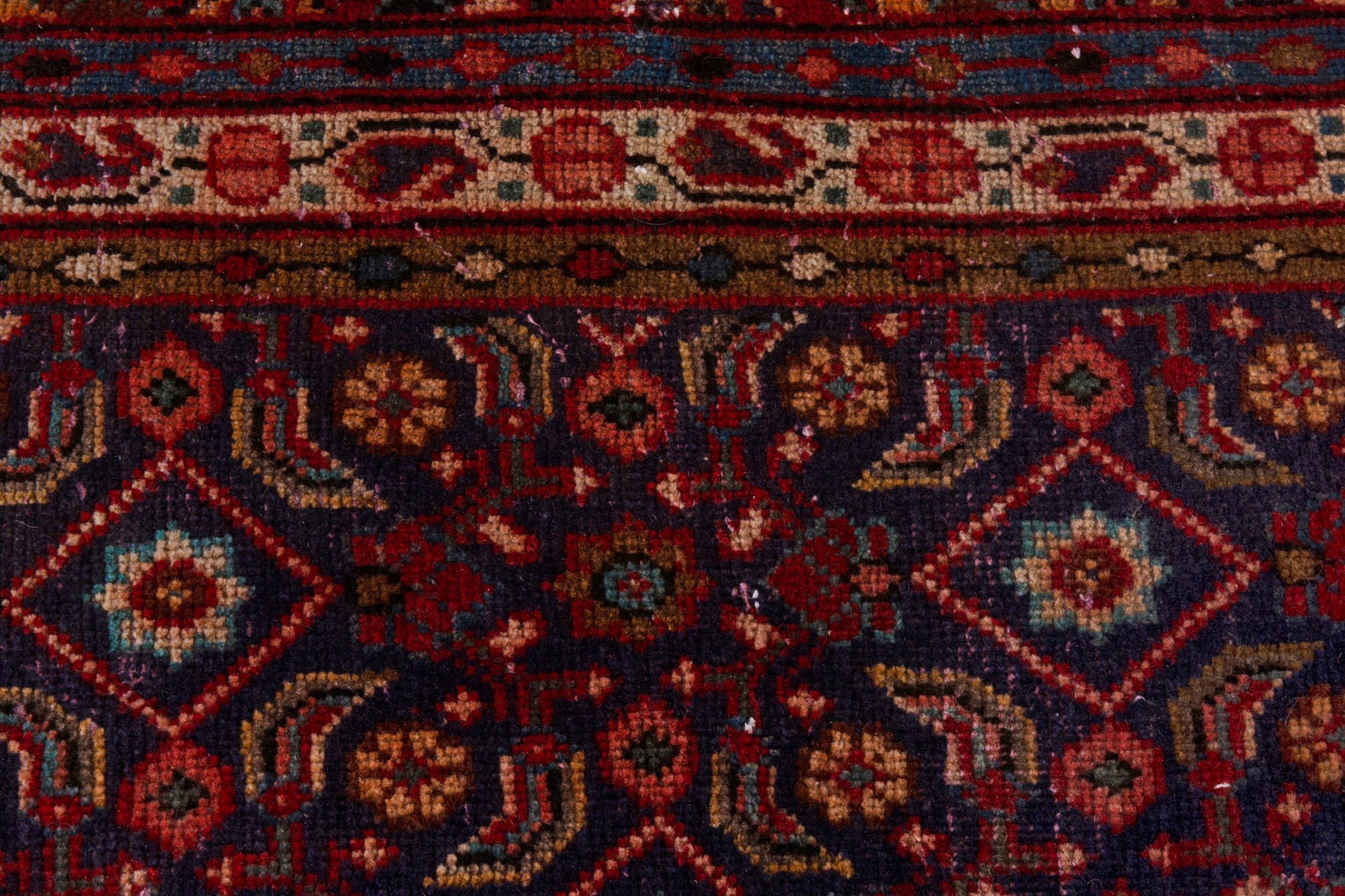 Persian Mahal oversized rug in navy and burgundy, view 16 of 22