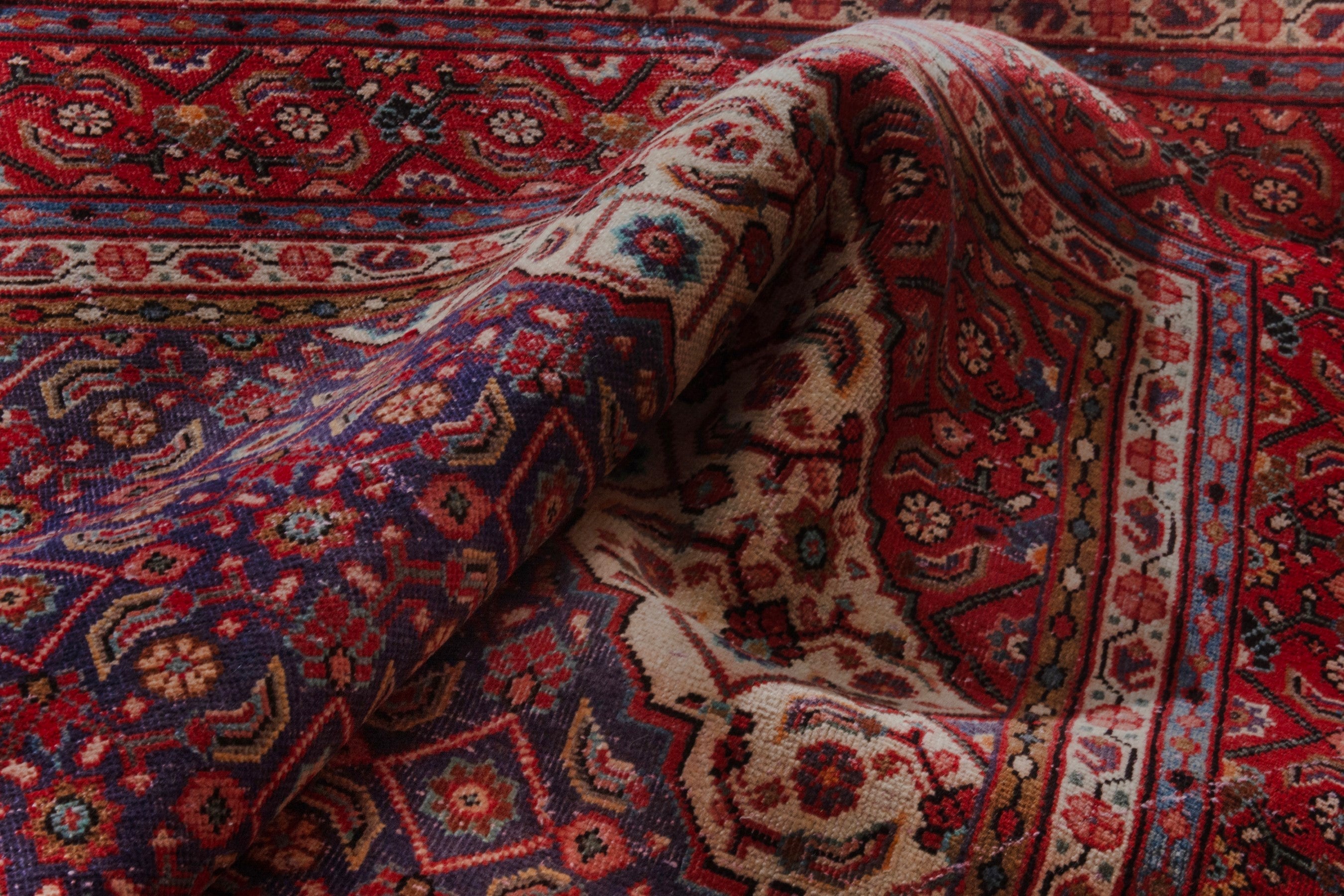 Persian Mahal oversized rug in navy and burgundy, view 20 of 22