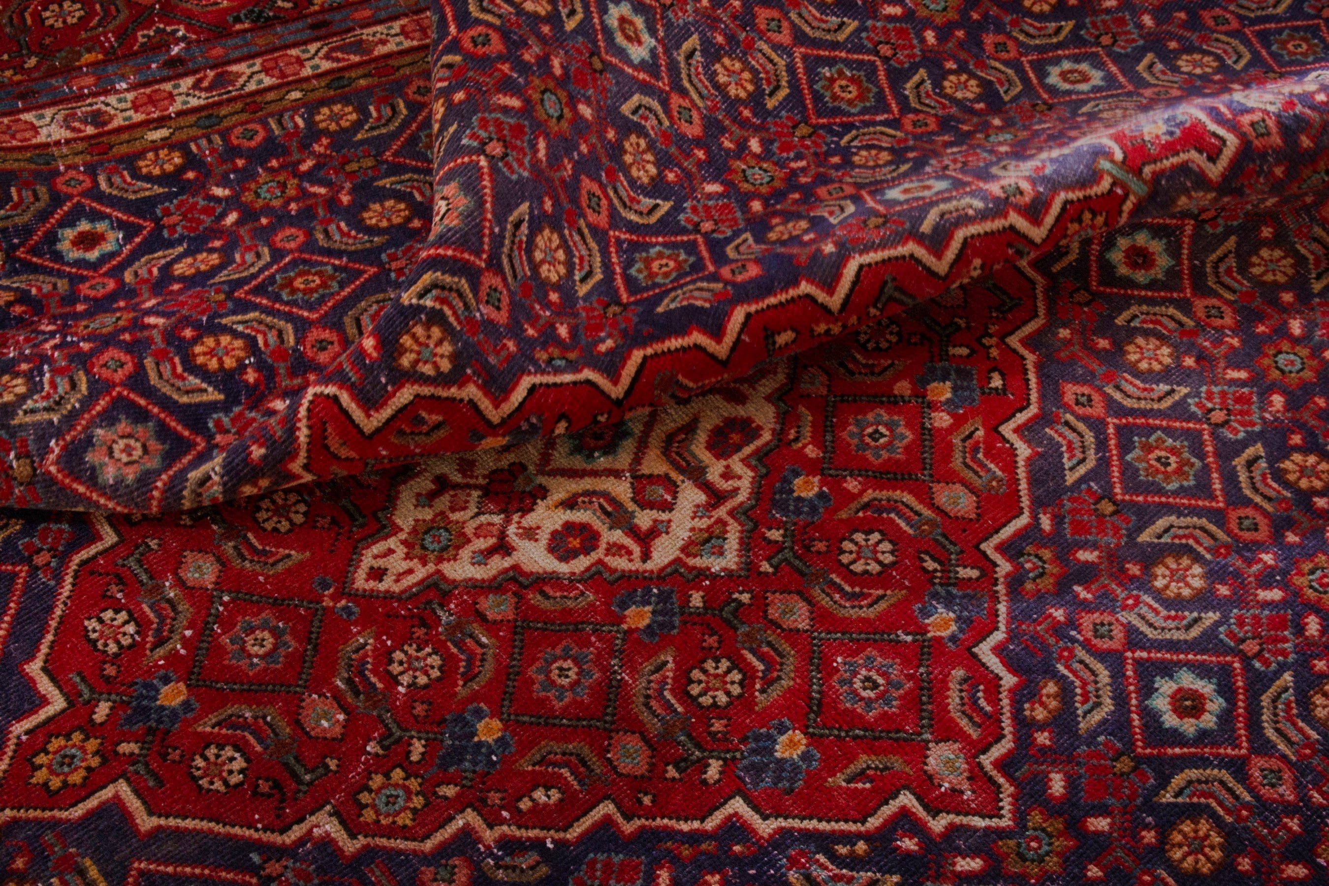 Persian Mahal oversized rug in navy and burgundy, view 21 of 22