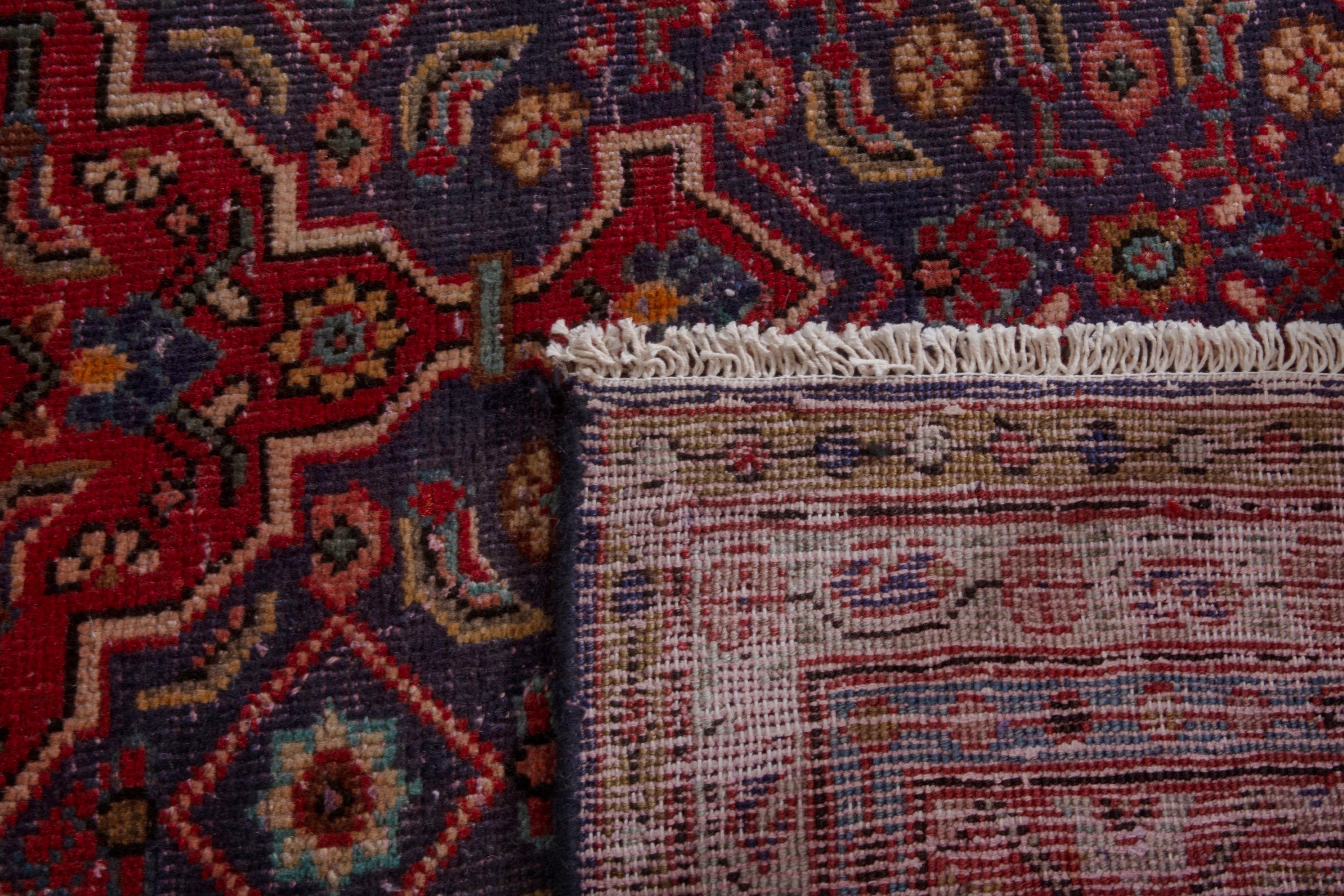 Persian Mahal oversized rug in navy and burgundy, view 22 of 22