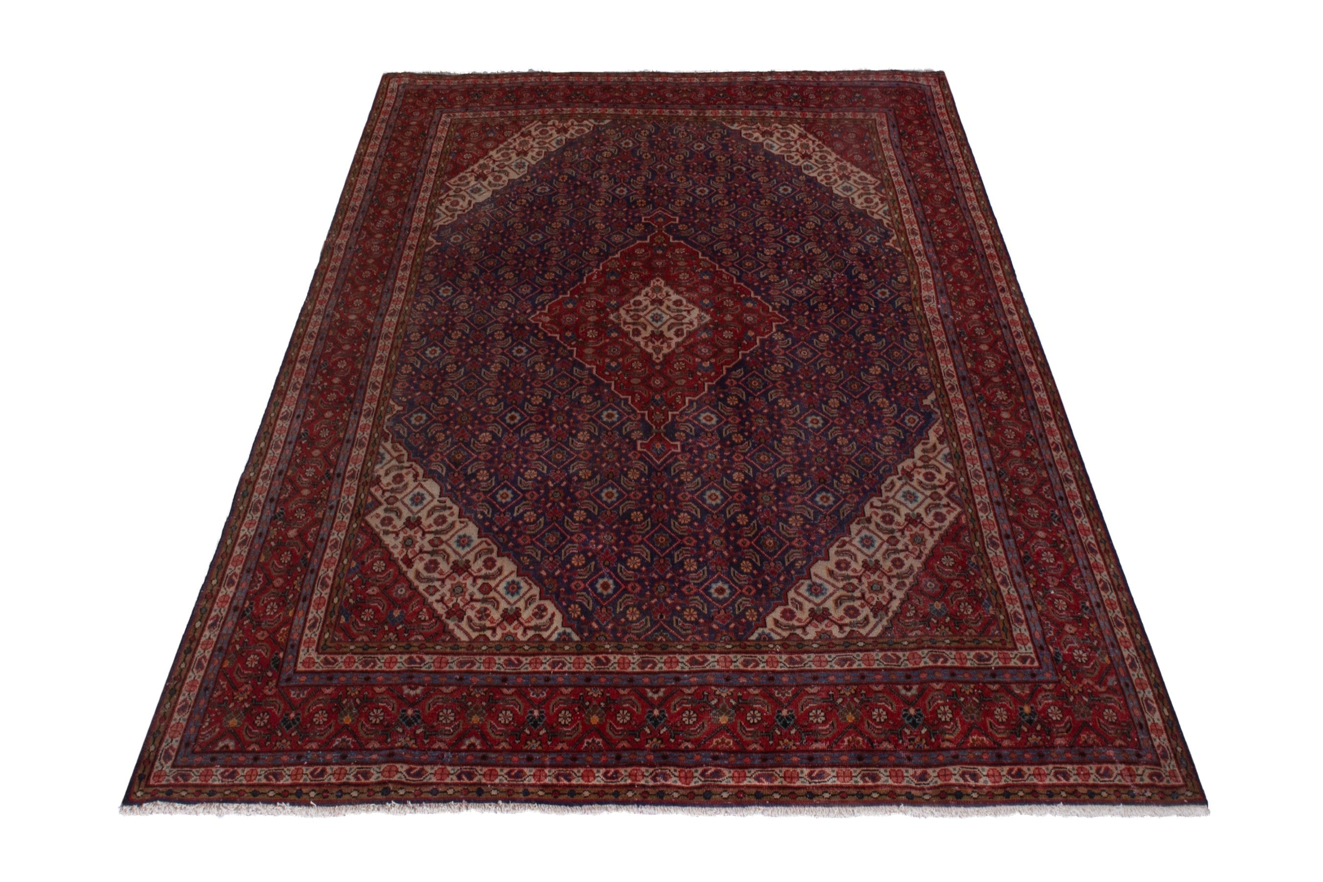 Persian Mahal oversized rug in navy and burgundy, view 2 of 22
