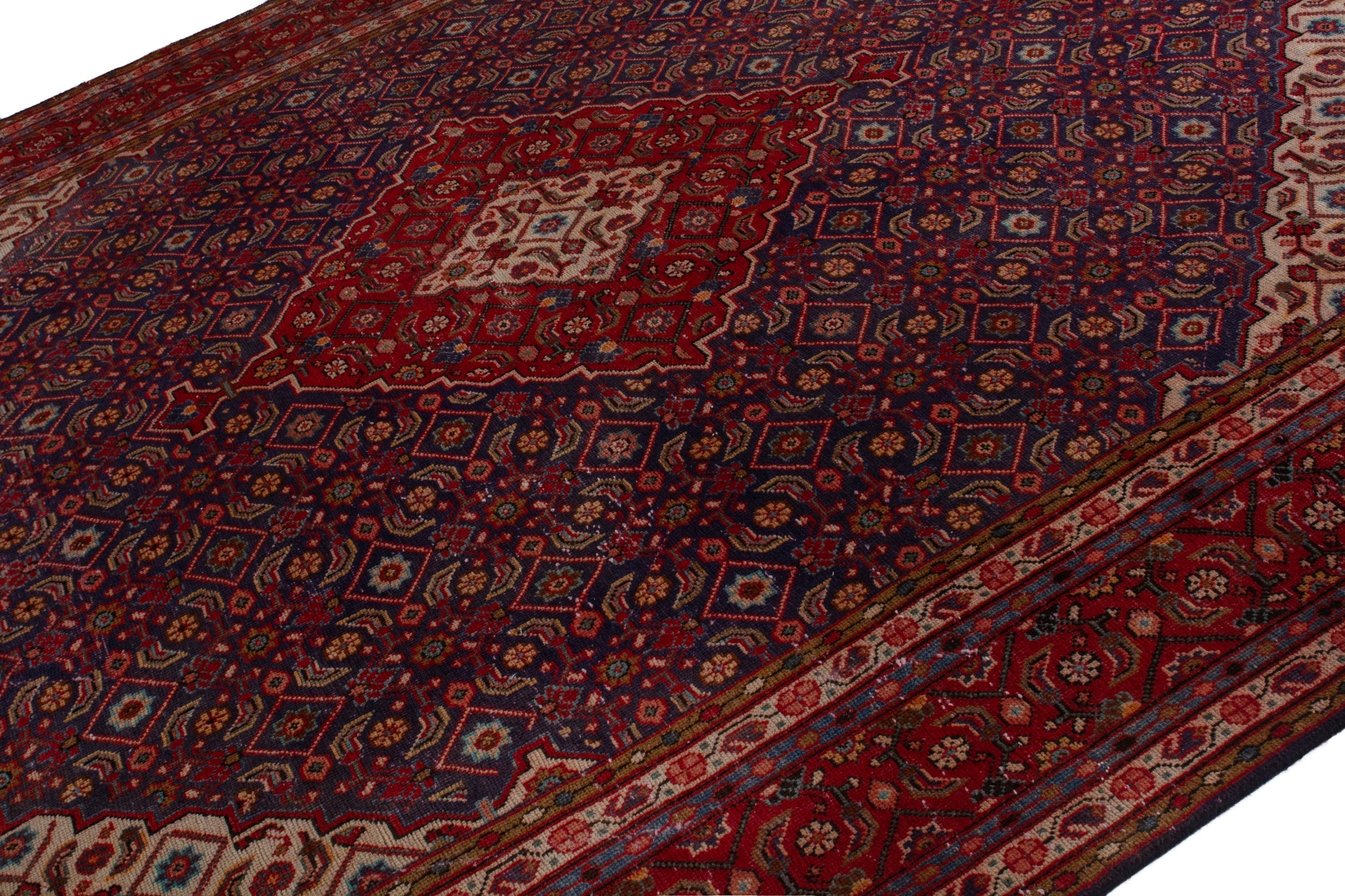 Persian Mahal oversized rug in navy and burgundy, view 4 of 22
