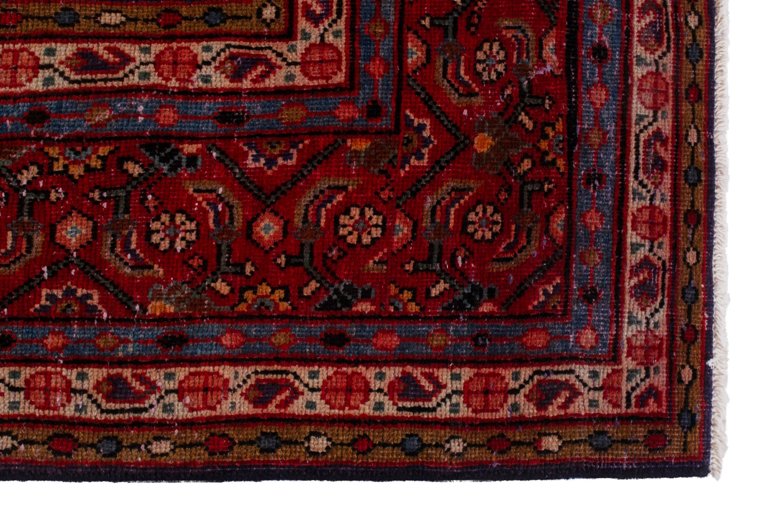 Persian Mahal oversized rug in navy and burgundy, view 9 of 22