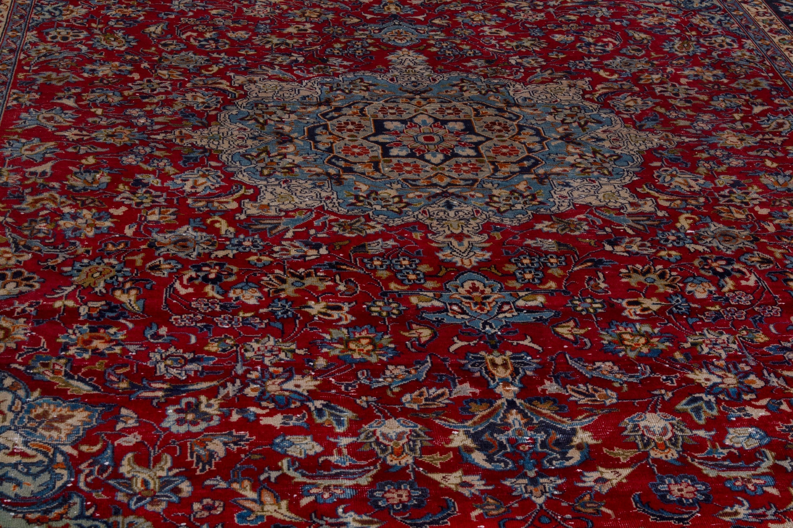 Persian Najafabad oversized rug in deep red and navy, view 9 of 24