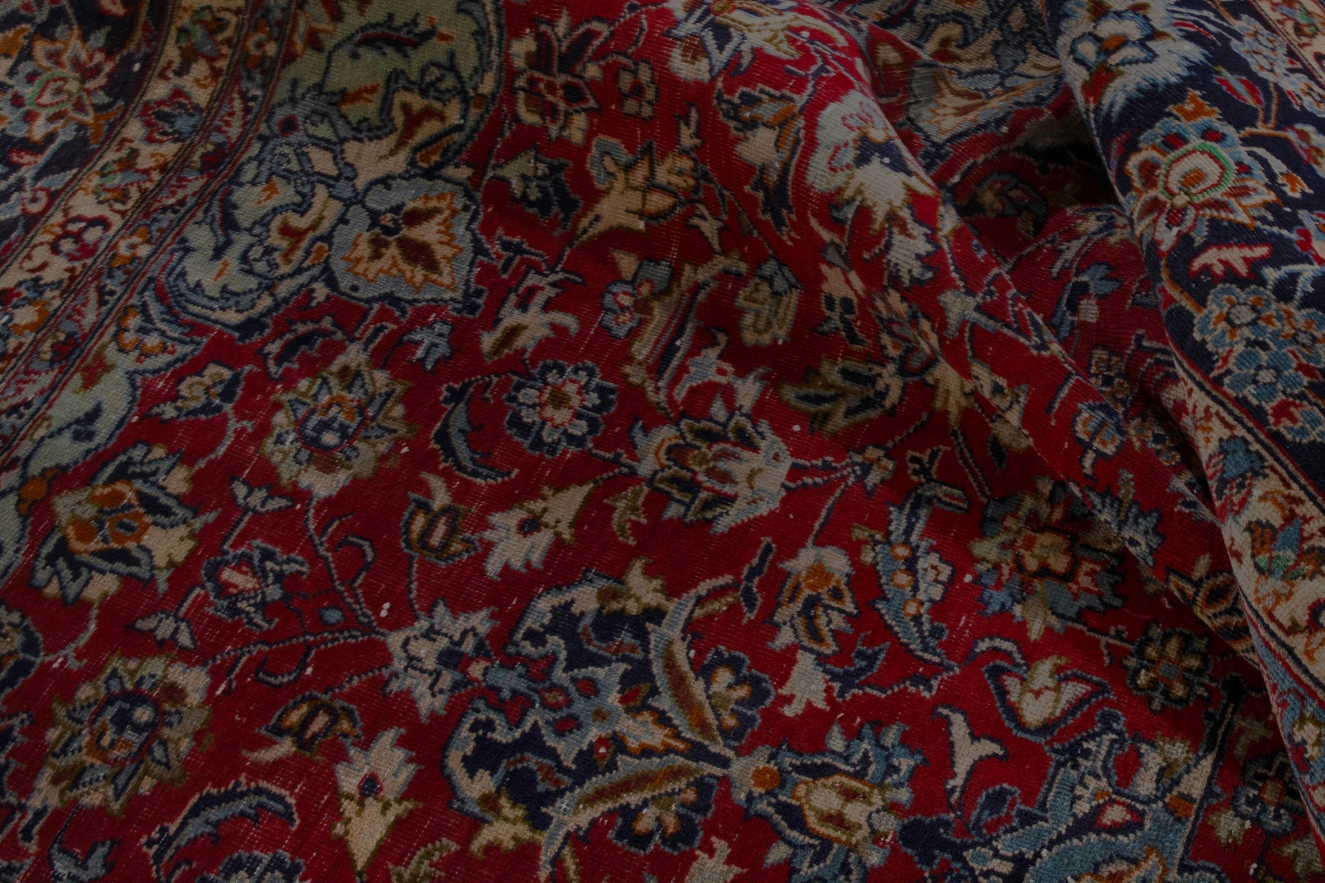 Persian Najafabad oversized rug in deep red and navy, view 20 of 24