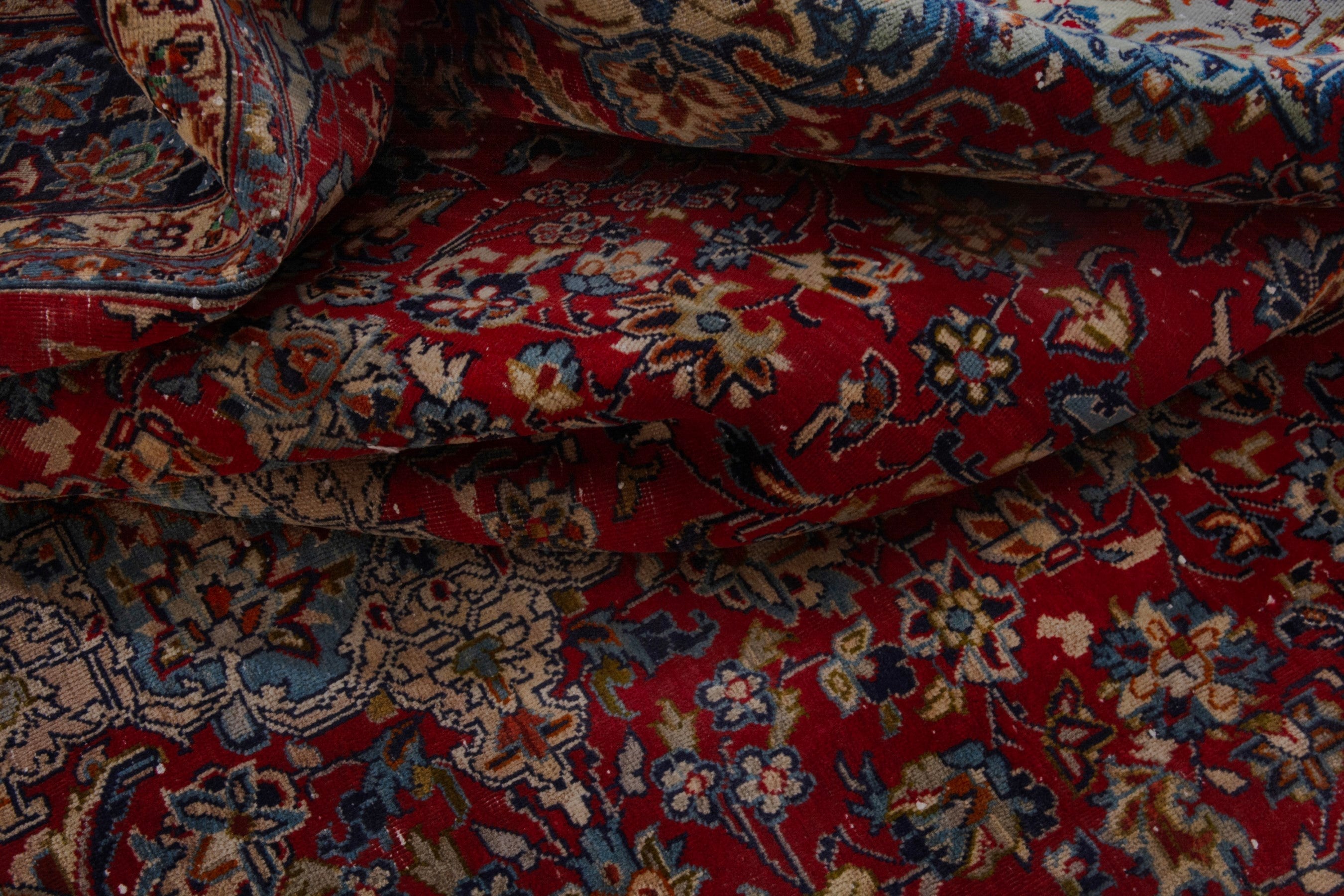 Persian Najafabad oversized rug in deep red and navy, view 22 of 24