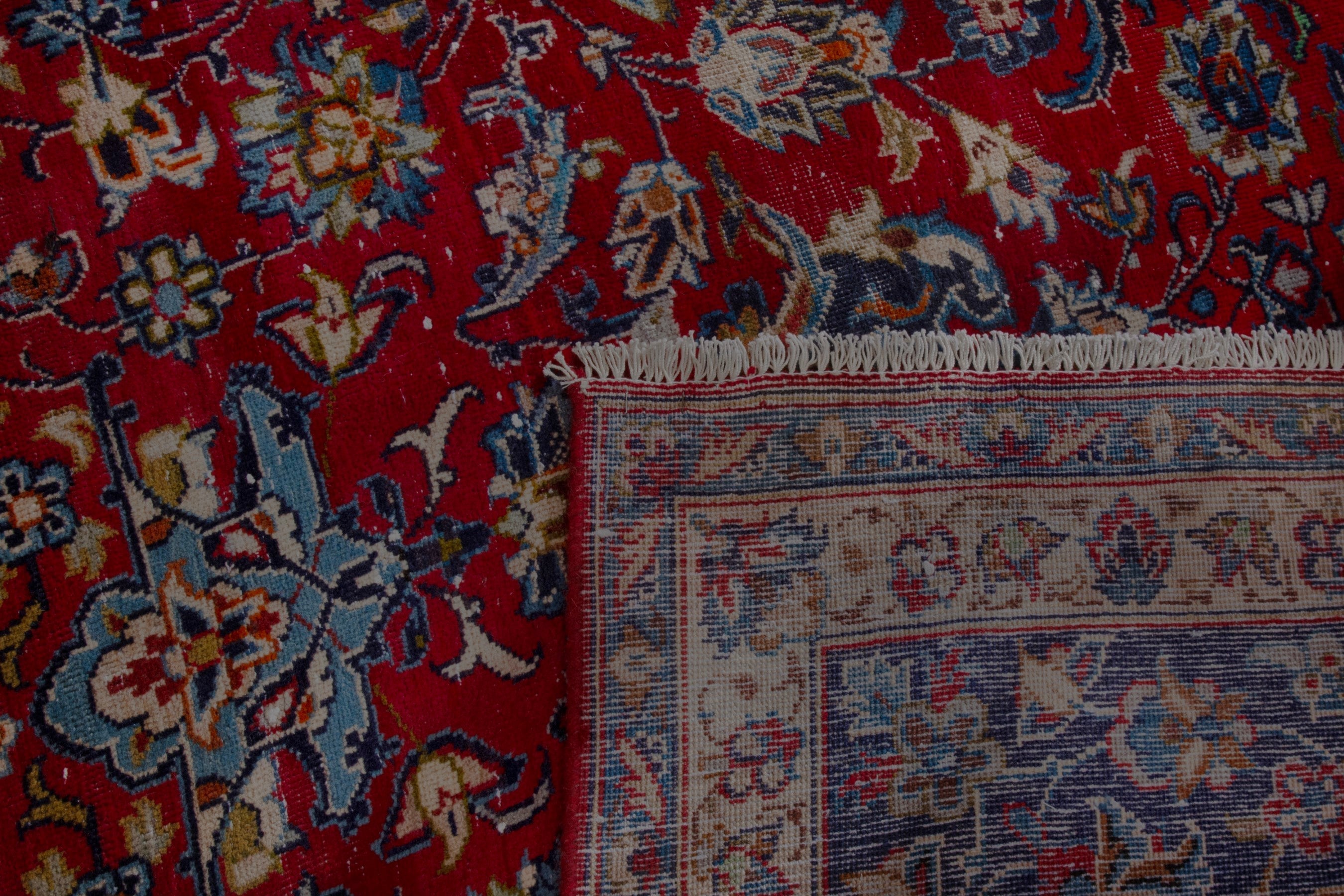Persian Najafabad oversized rug in deep red and navy, view 24 of 24