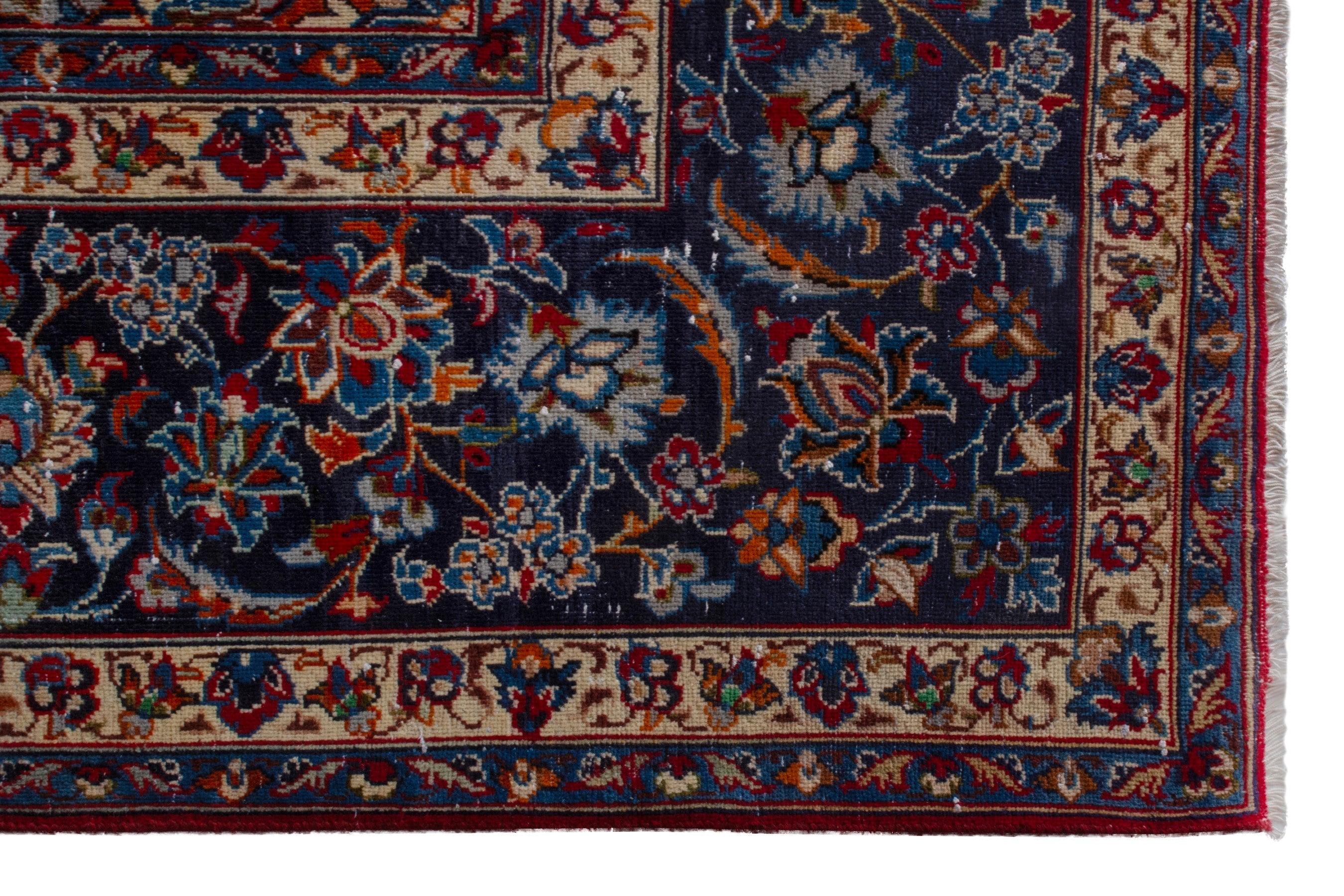 Persian Najafabad oversized rug in deep red and navy, view 10 of 24
