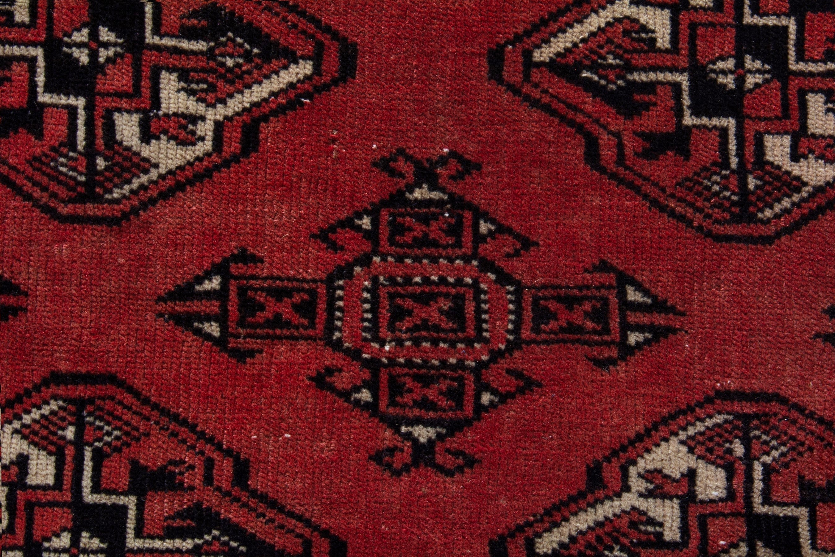 Persian Torkaman area rug in deep red and burgundy, view 13 of 18