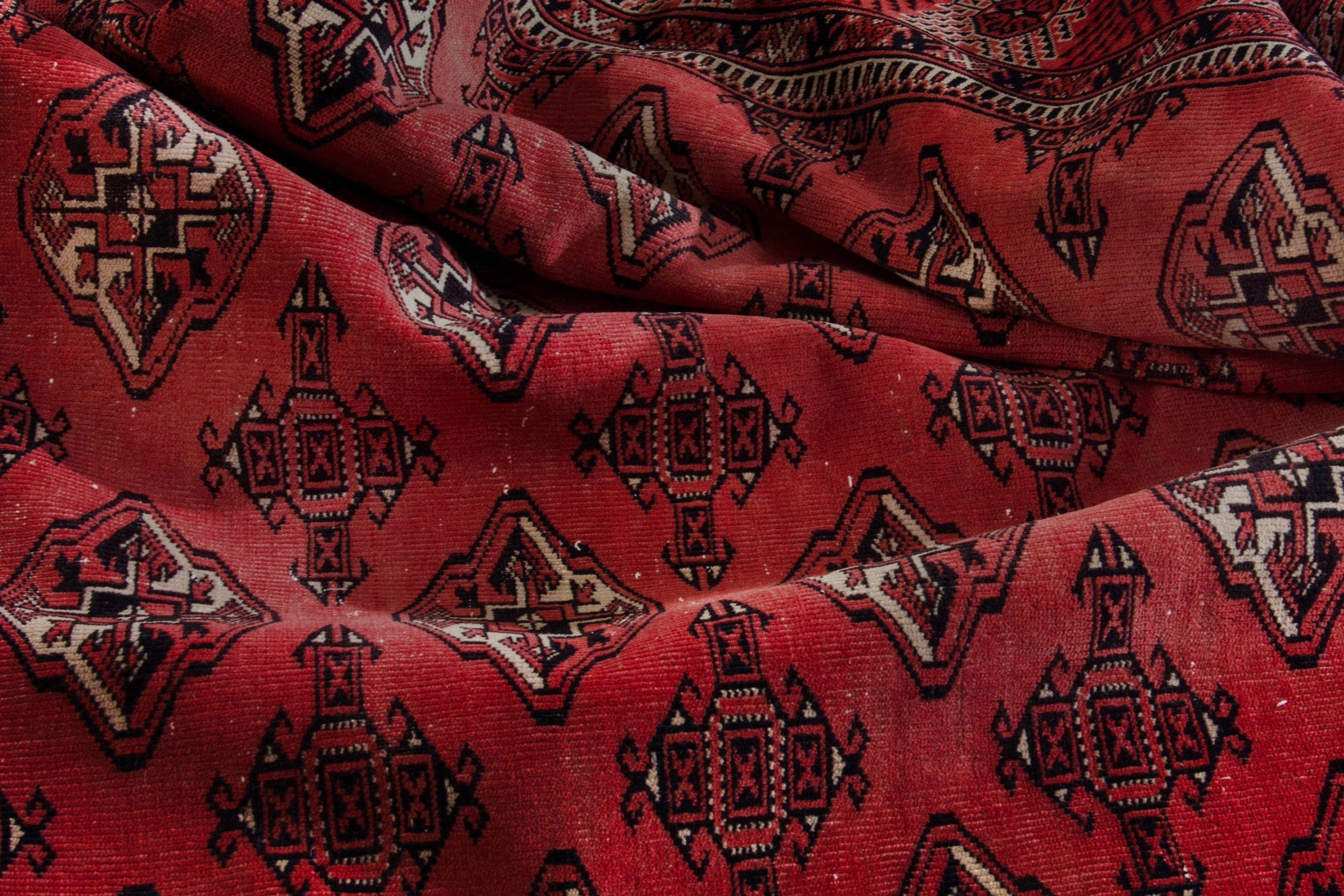Persian Torkaman area rug in deep red and burgundy, view 15 of 18