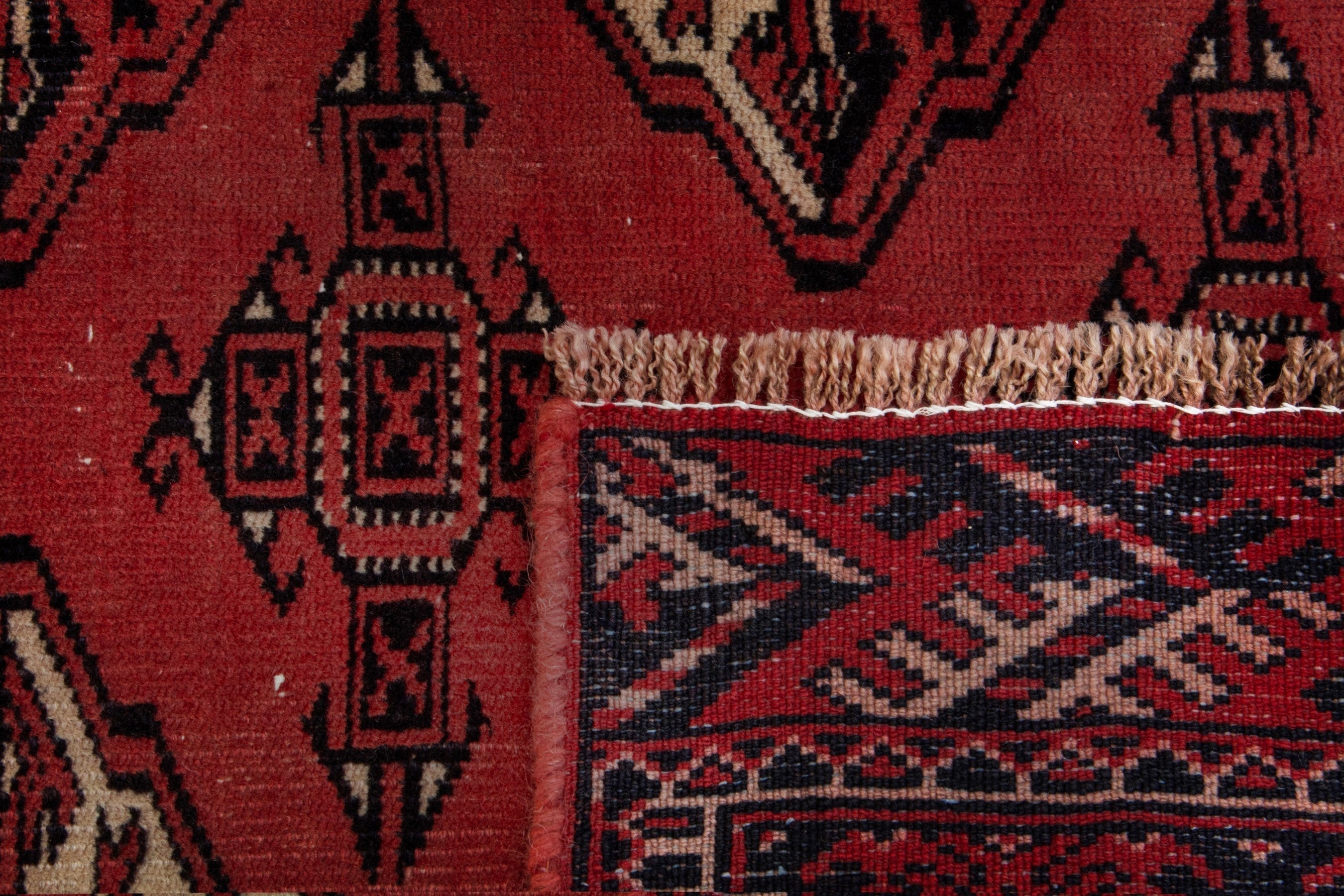 Persian Torkaman area rug in deep red and burgundy, view 18 of 18