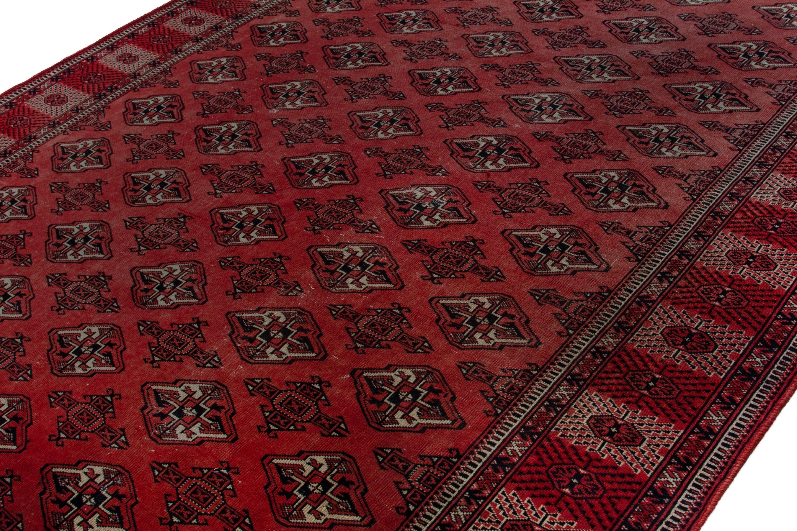Persian Torkaman area rug in deep red and burgundy, view 4 of 18