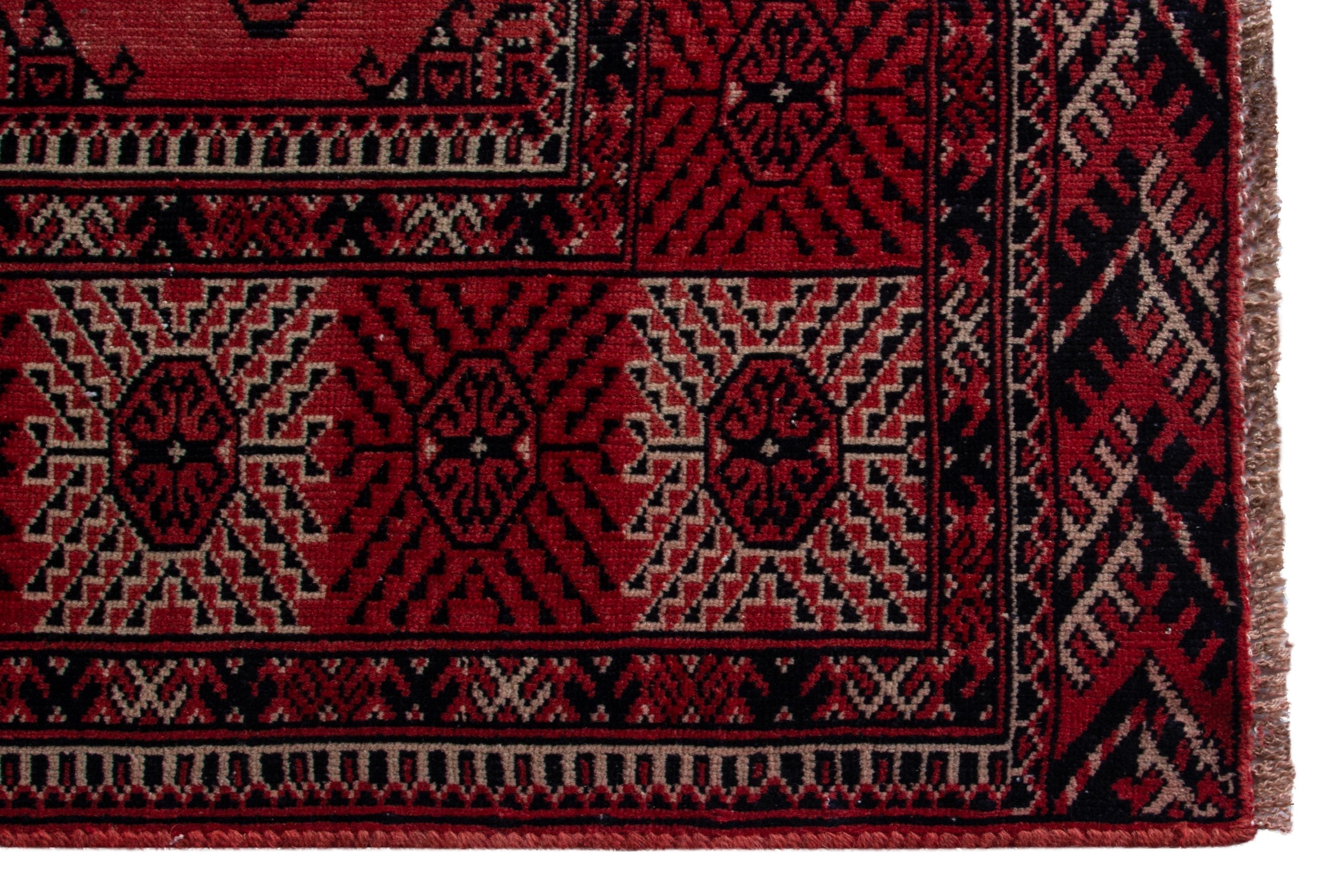 Persian Torkaman area rug in deep red and burgundy, view 10 of 18