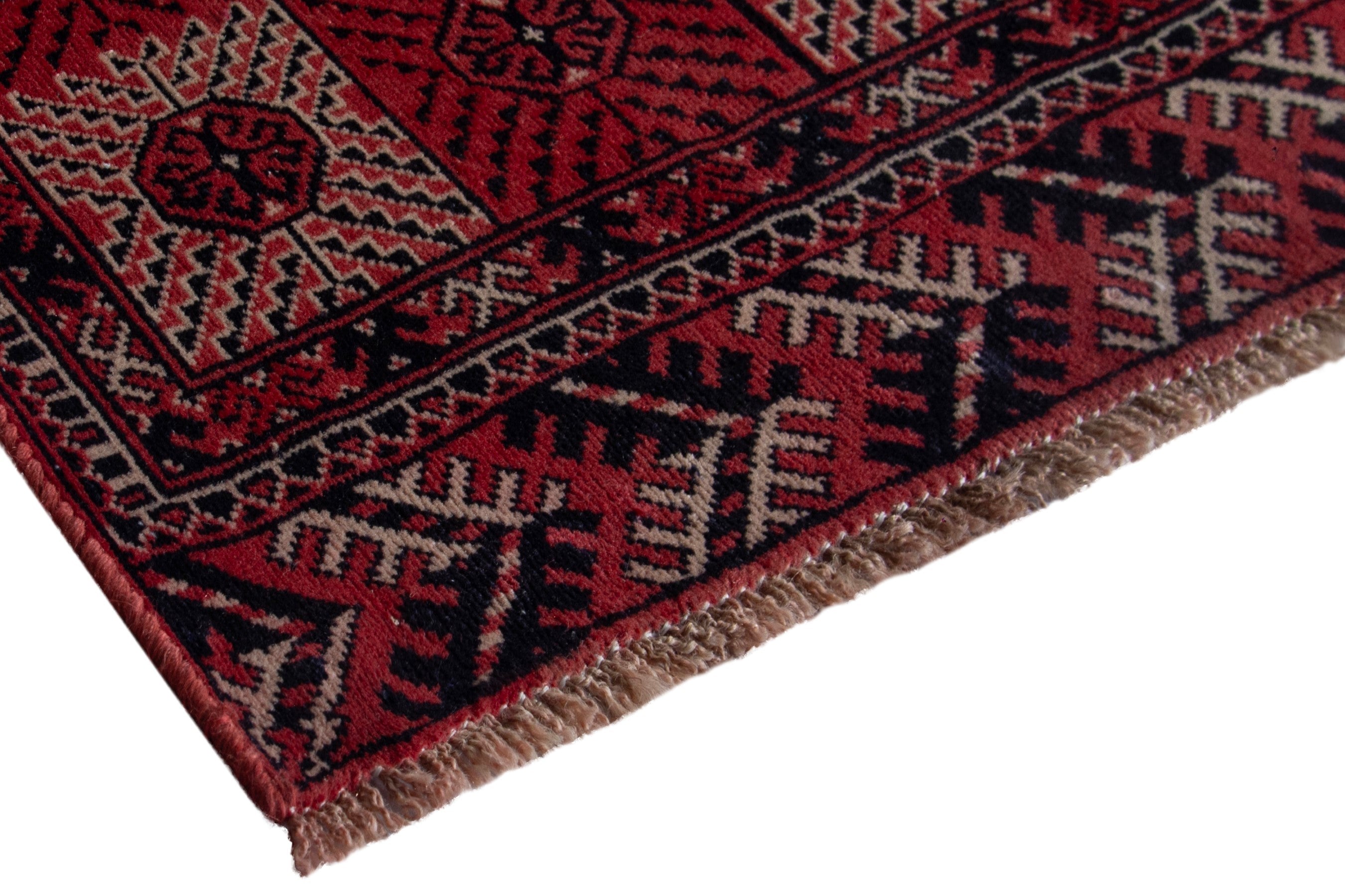 Persian Torkaman area rug in deep red and burgundy, view 5 of 18