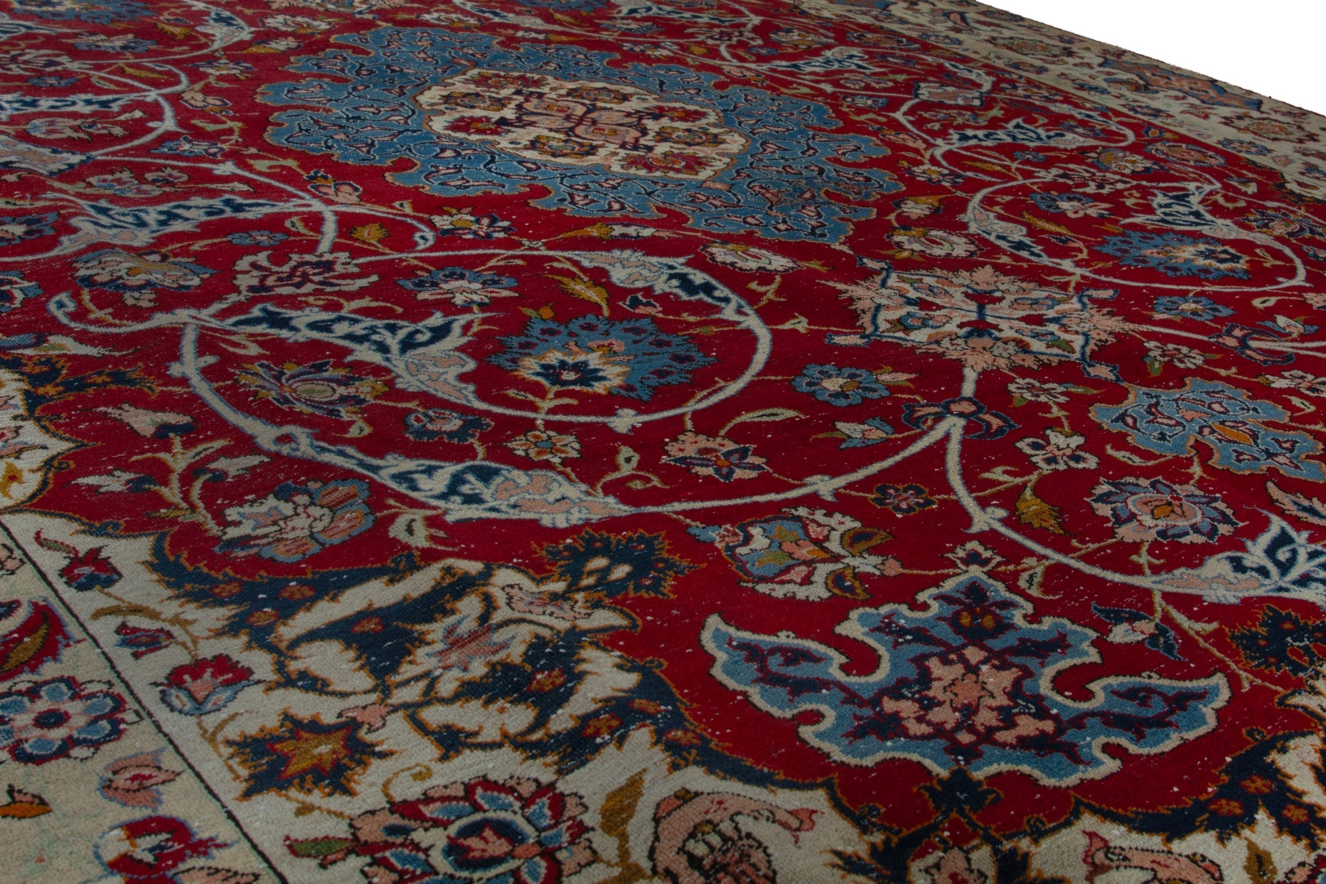 Persian Najafabad oversized rug in deep red and cream, view 9 of 19