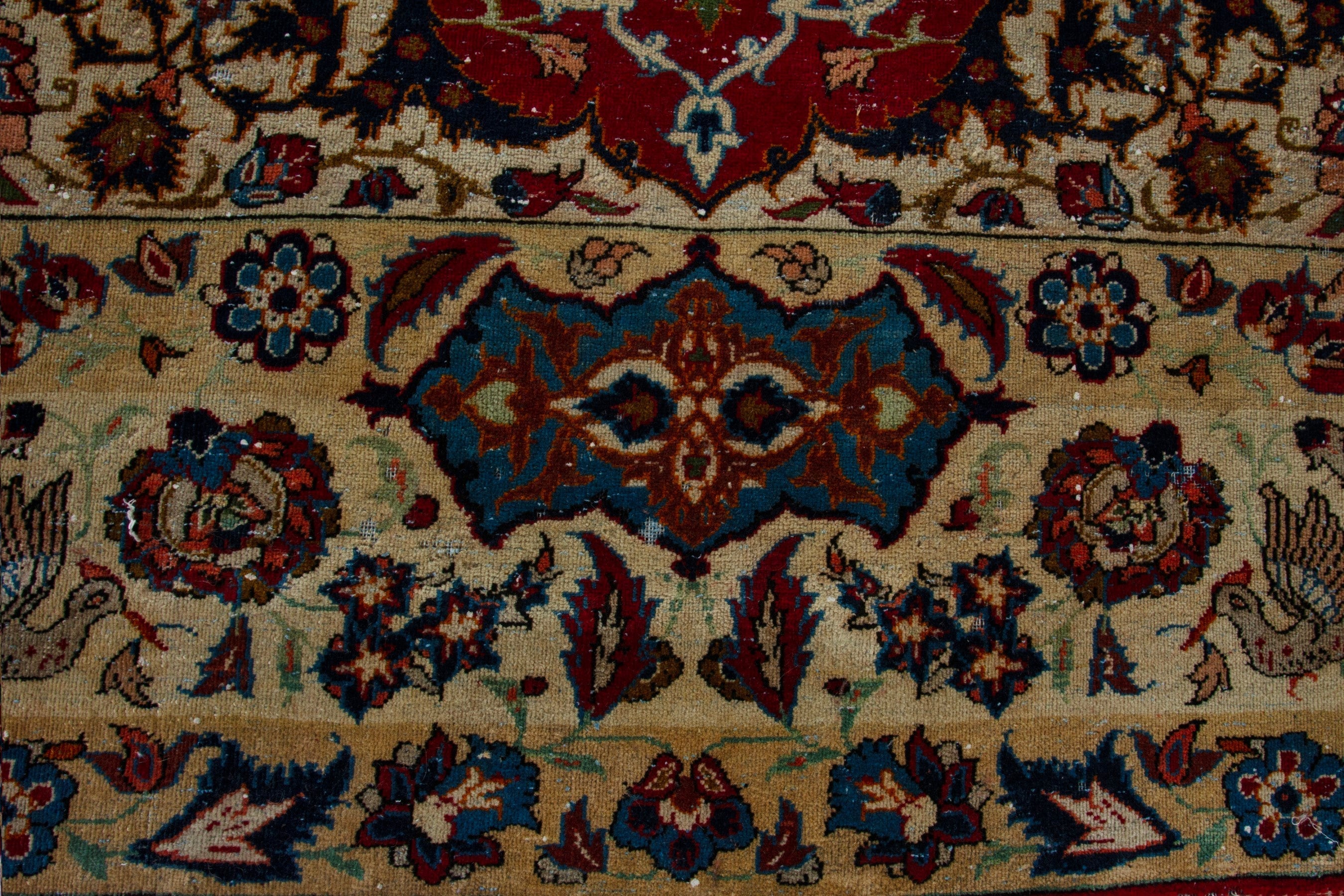 Persian Najafabad oversized rug in deep red and cream, view 11 of 19