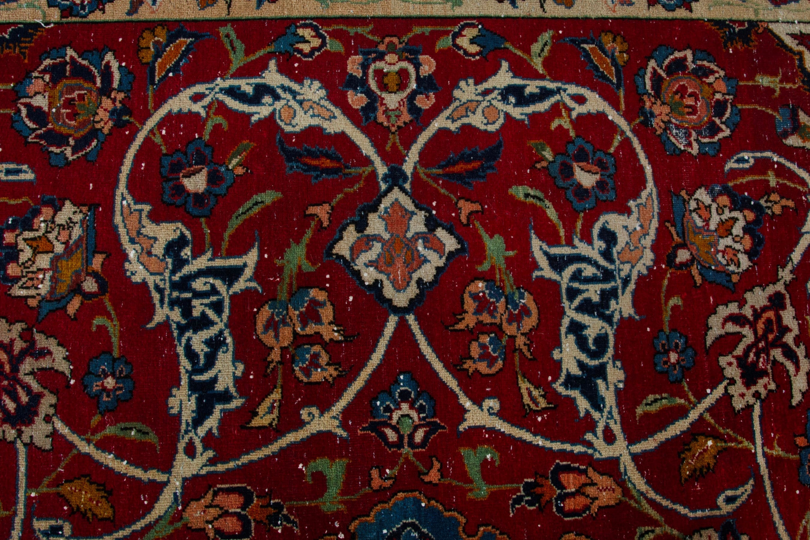 Persian Najafabad oversized rug in deep red and cream, view 13 of 19